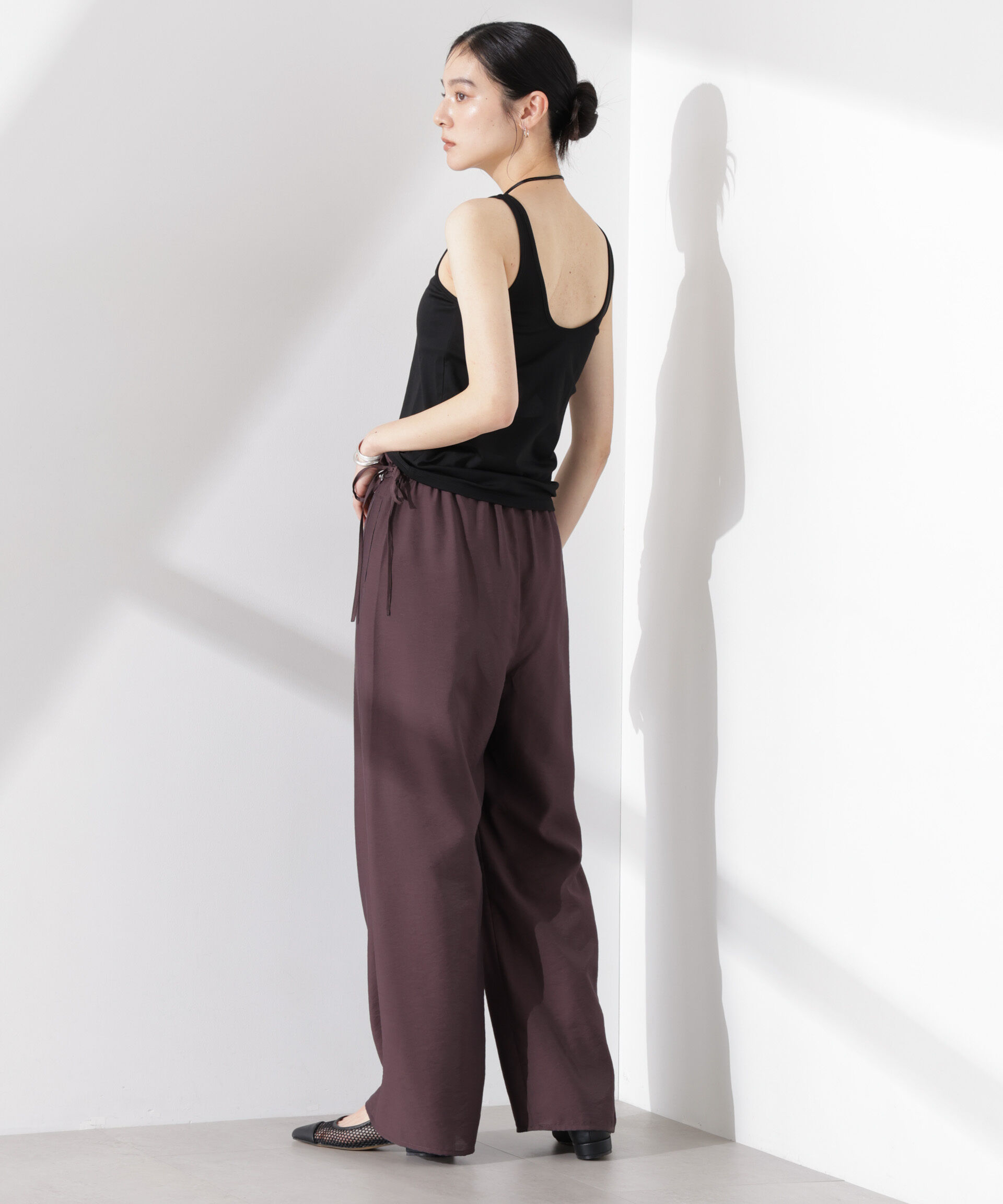 nano･universe「フリルワイドイージーパンツ（セットアップ可）」|チノ|