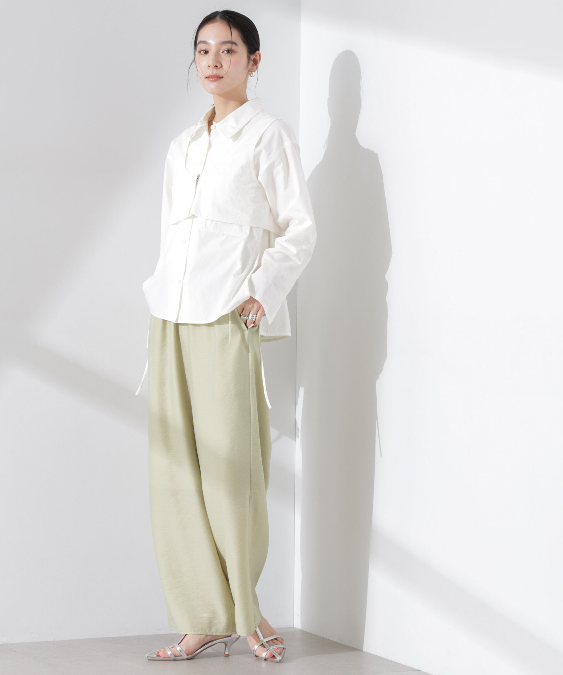 nano･universe「フリルワイドイージーパンツ（セットアップ可）」|チノ|