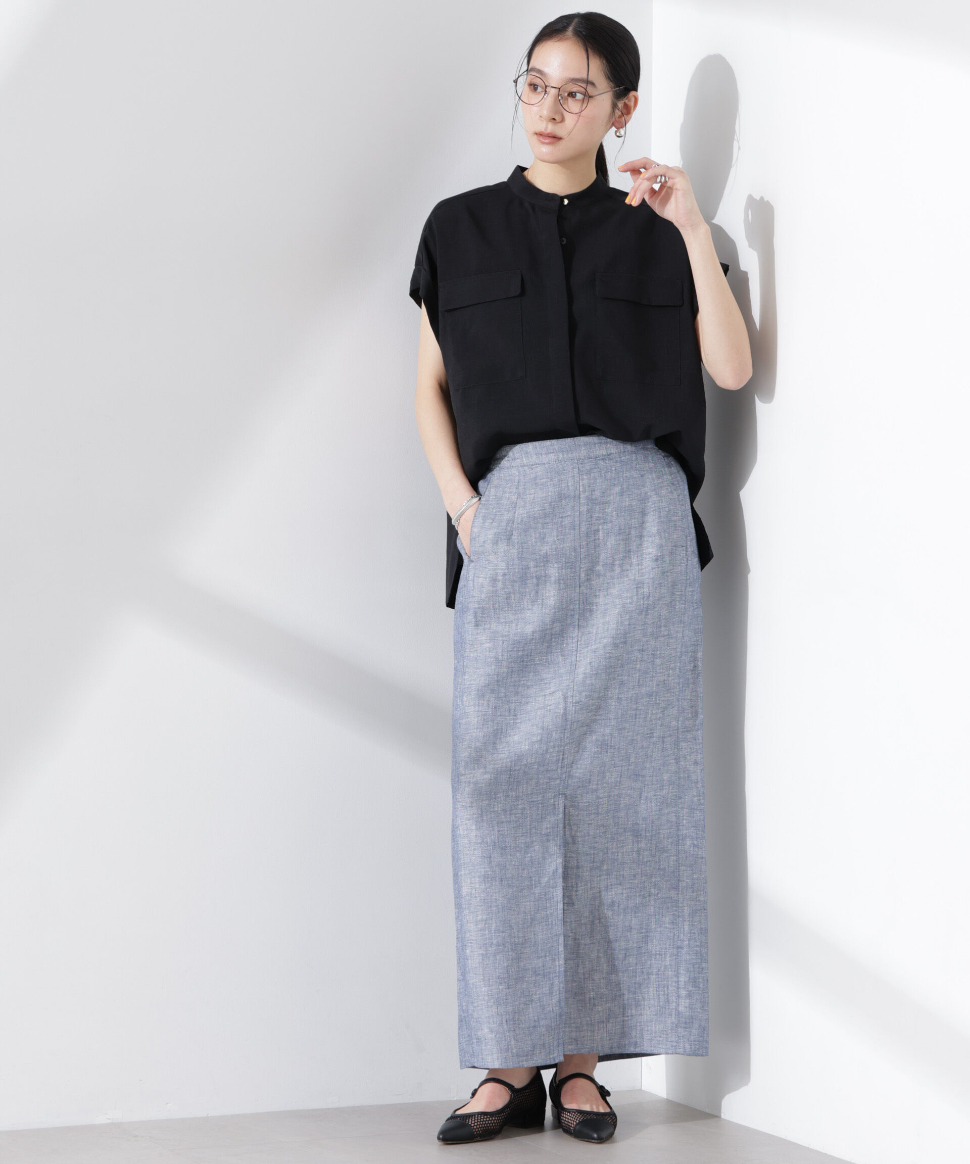 nano･universe「ヨーロピアンフラックス サイド切替Iラインスカート（セットアップ可）」|スカート|