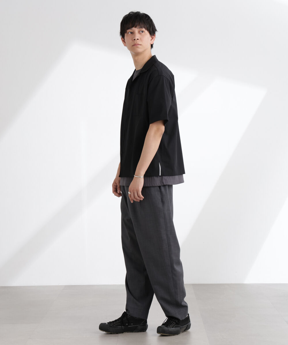 nano･universe「ドライジャージーオープンカラーシャツ 半袖(セットアップ可)」|シャツ・ブラウス|