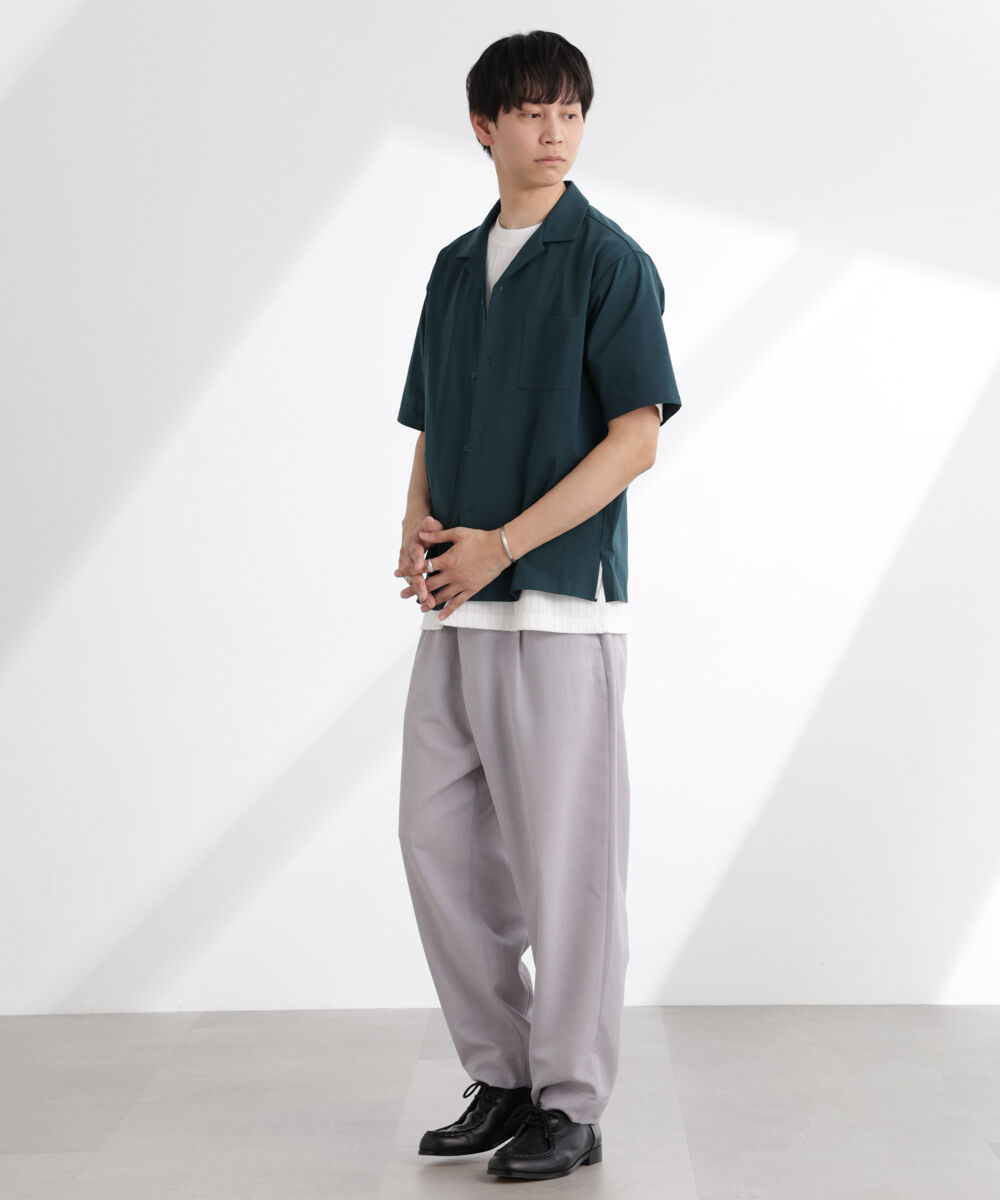 nano･universe「ドライジャージーオープンカラーシャツ 半袖(セットアップ可)」|シャツ・ブラウス|