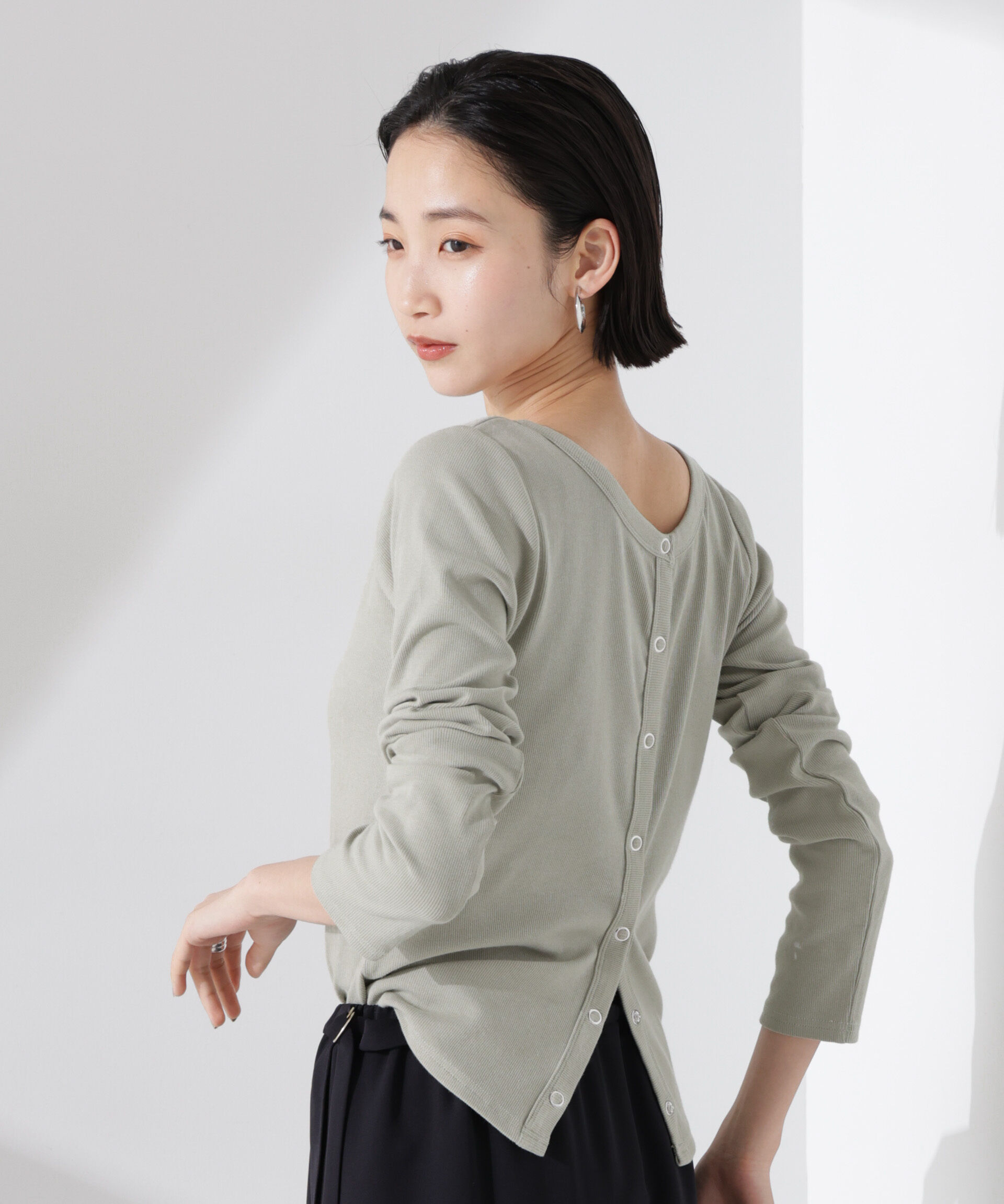 nano･universe「前後2wayクルーネックリブカットカーディガン」|Tシャツ・カットソー|