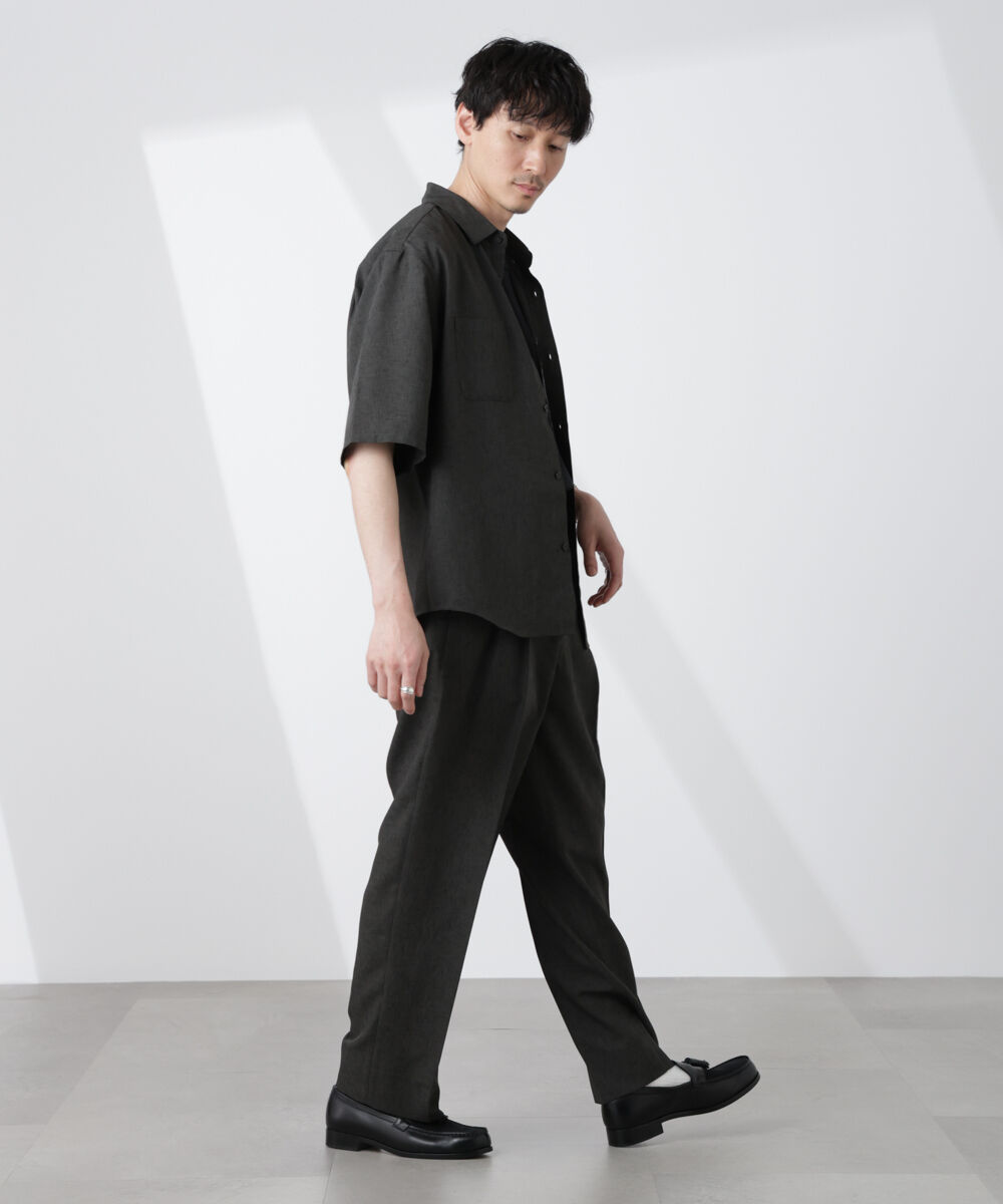 nano･universe「テックリネンリラックスタックテーパードパンツ」|チノ|