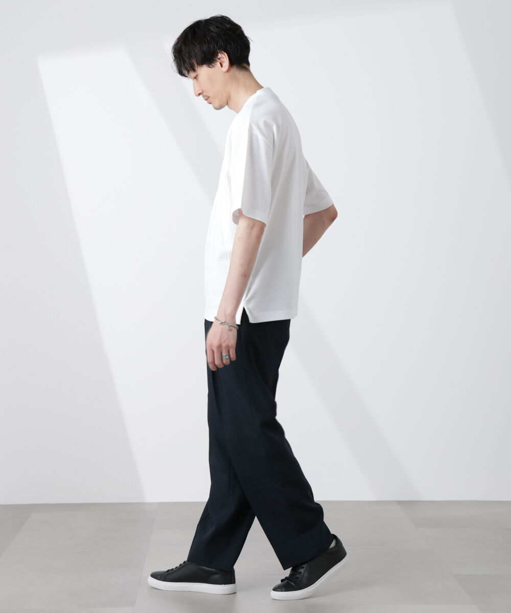 nano･universe「テックリネンリラックスタックテーパードパンツ」|チノ|