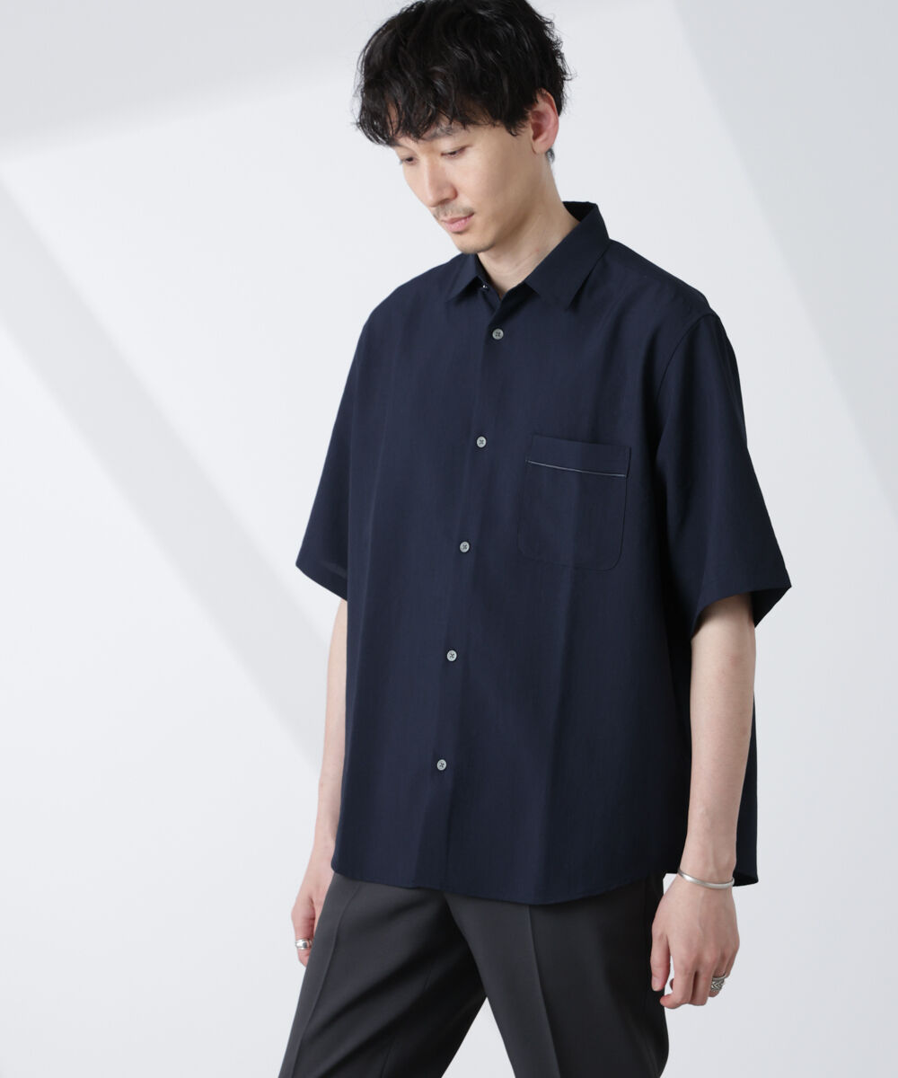 nano･universe「セオアルファシャツ 半袖（セットアップ可）」|シャツ・ブラウス|ネイビー
