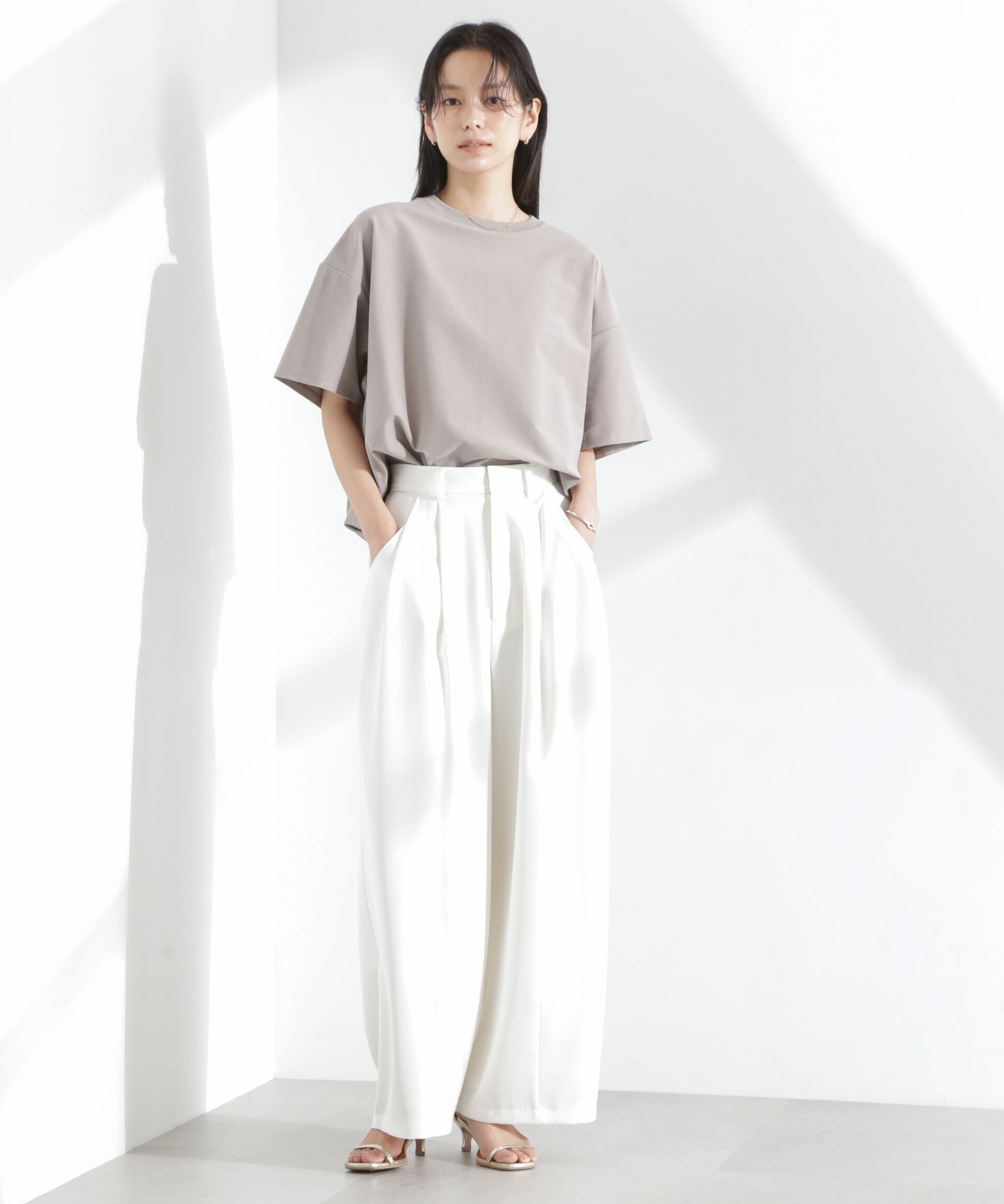 nano･universe「「MC」coveross(R)ツイル調 冷感プレーティング天竺Tシャツ」|Tシャツ・カットソー|