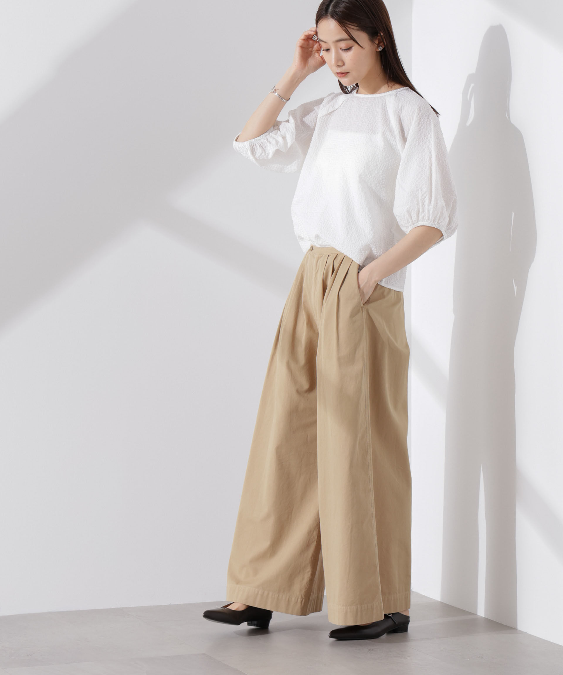 nano･universe「サッカーバルーンスリーブプルオーバーブラウス」|シャツ・ブラウス|