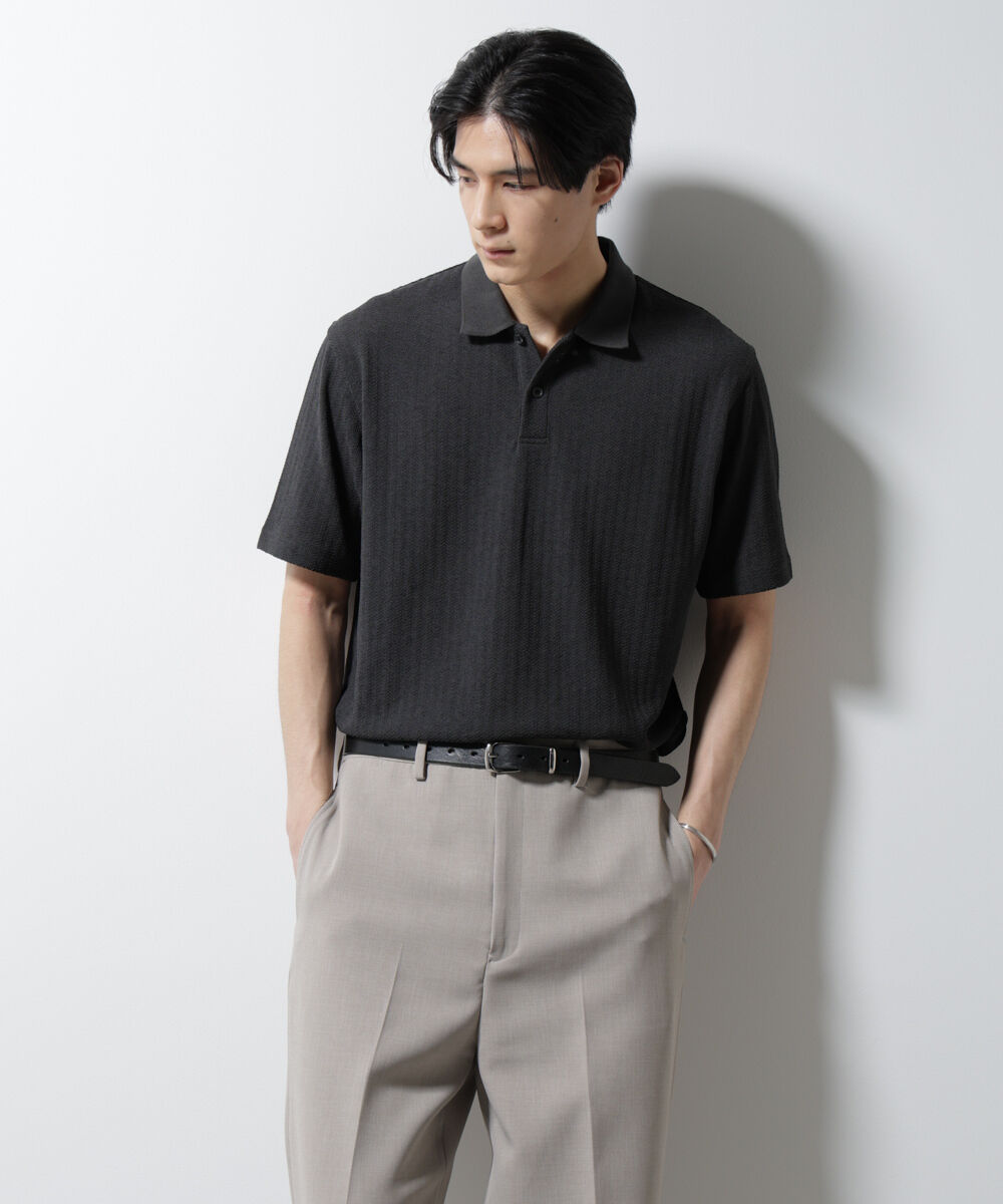 nano･universe「｢Damerino｣ヘリンボンポロシャツ/防シワ・吸水速乾・UVカット」|Tシャツ・カットソー|