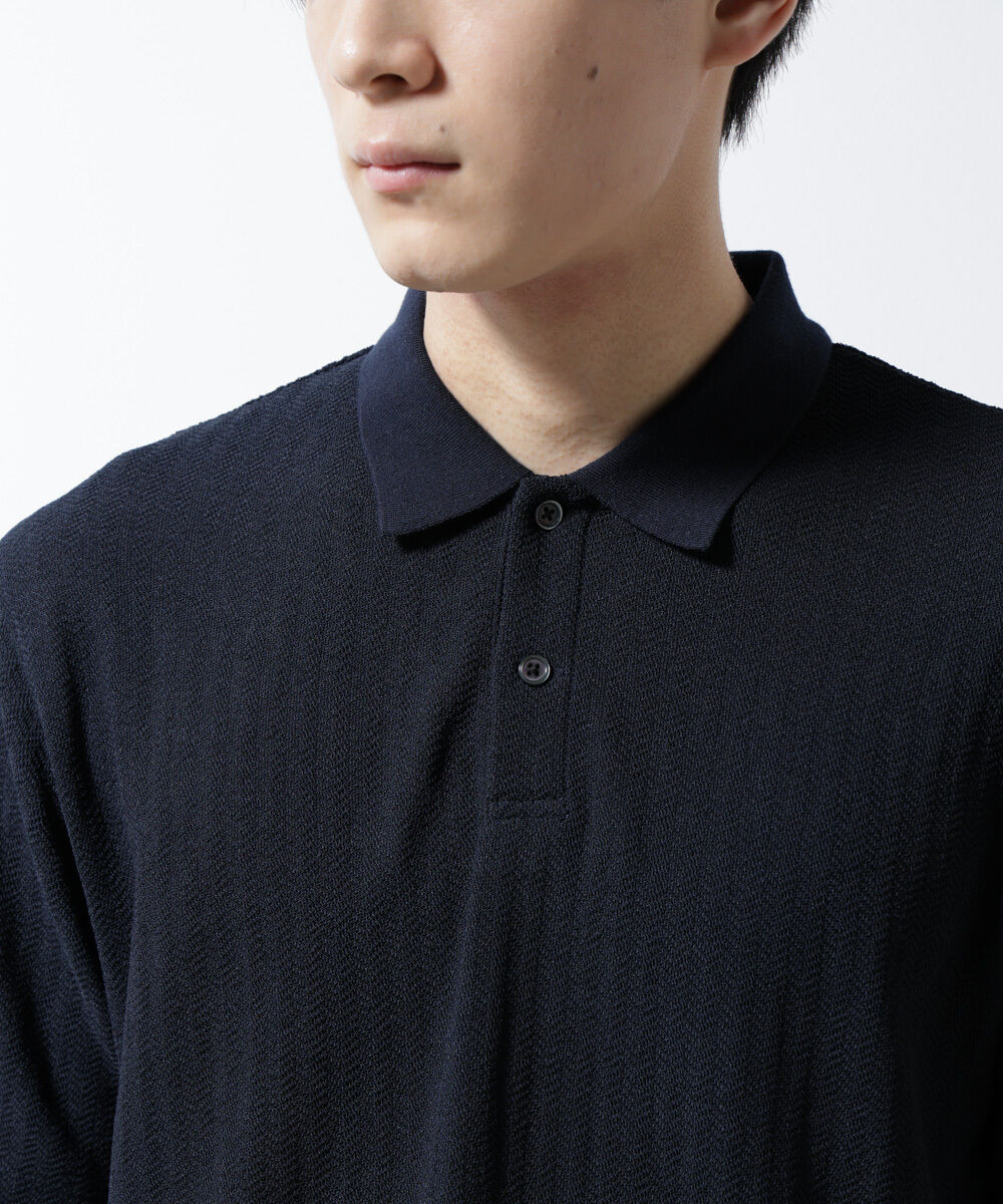 nano･universe「｢Damerino｣ヘリンボンポロシャツ/防シワ・吸水速乾・UVカット」|Tシャツ・カットソー|