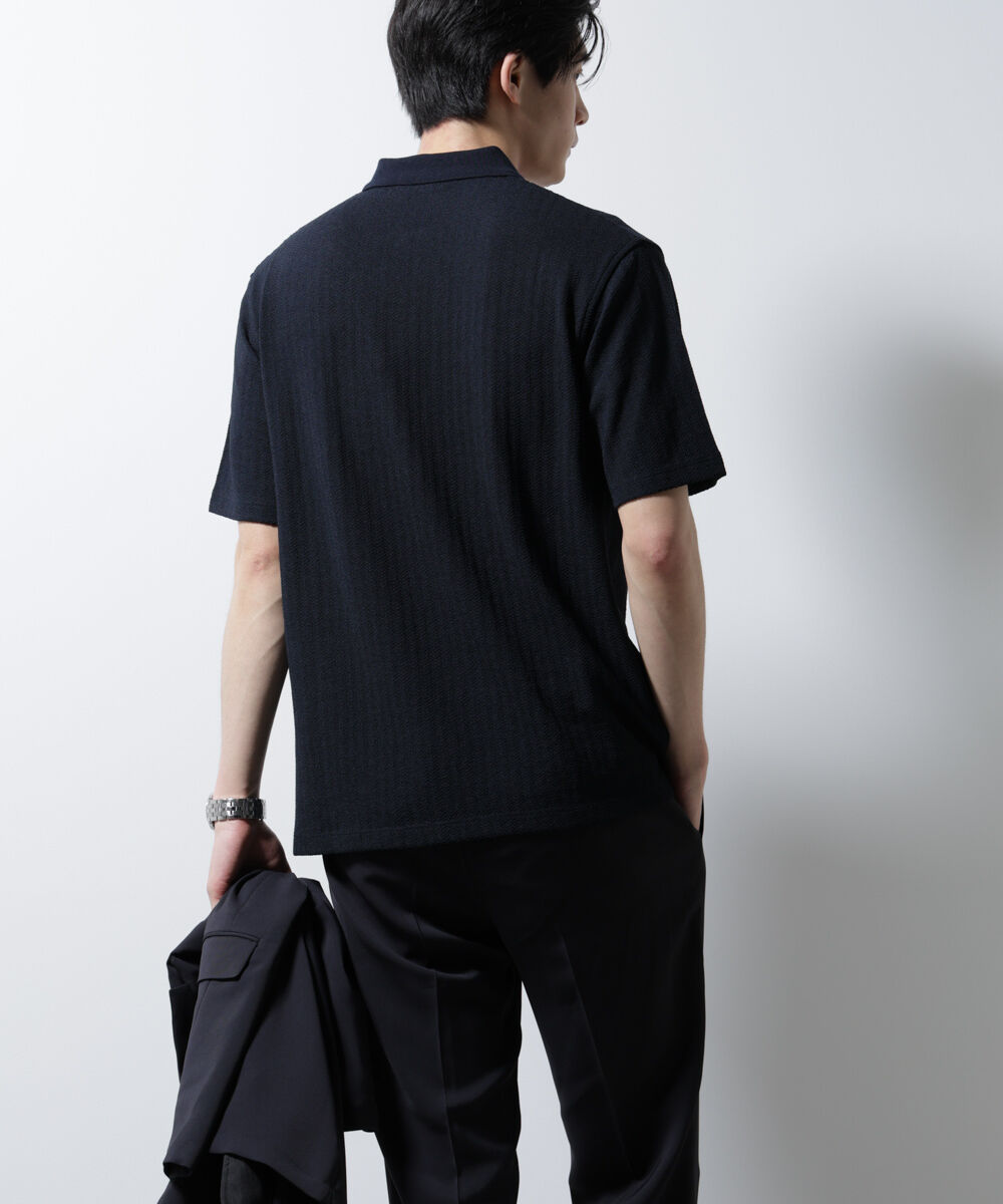 nano･universe「｢Damerino｣ヘリンボンポロシャツ/防シワ・吸水速乾・UVカット」|Tシャツ・カットソー|