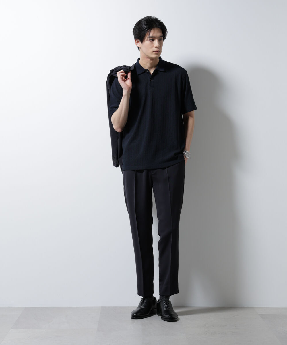 nano･universe「｢Damerino｣ヘリンボンポロシャツ/防シワ・吸水速乾・UVカット」|Tシャツ・カットソー|