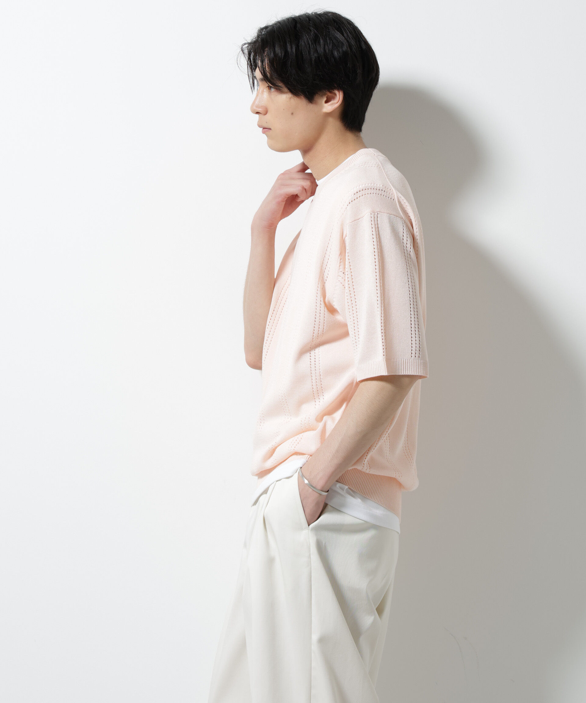 nano･universe「アイレットニット 半袖」|ニット・セーター|