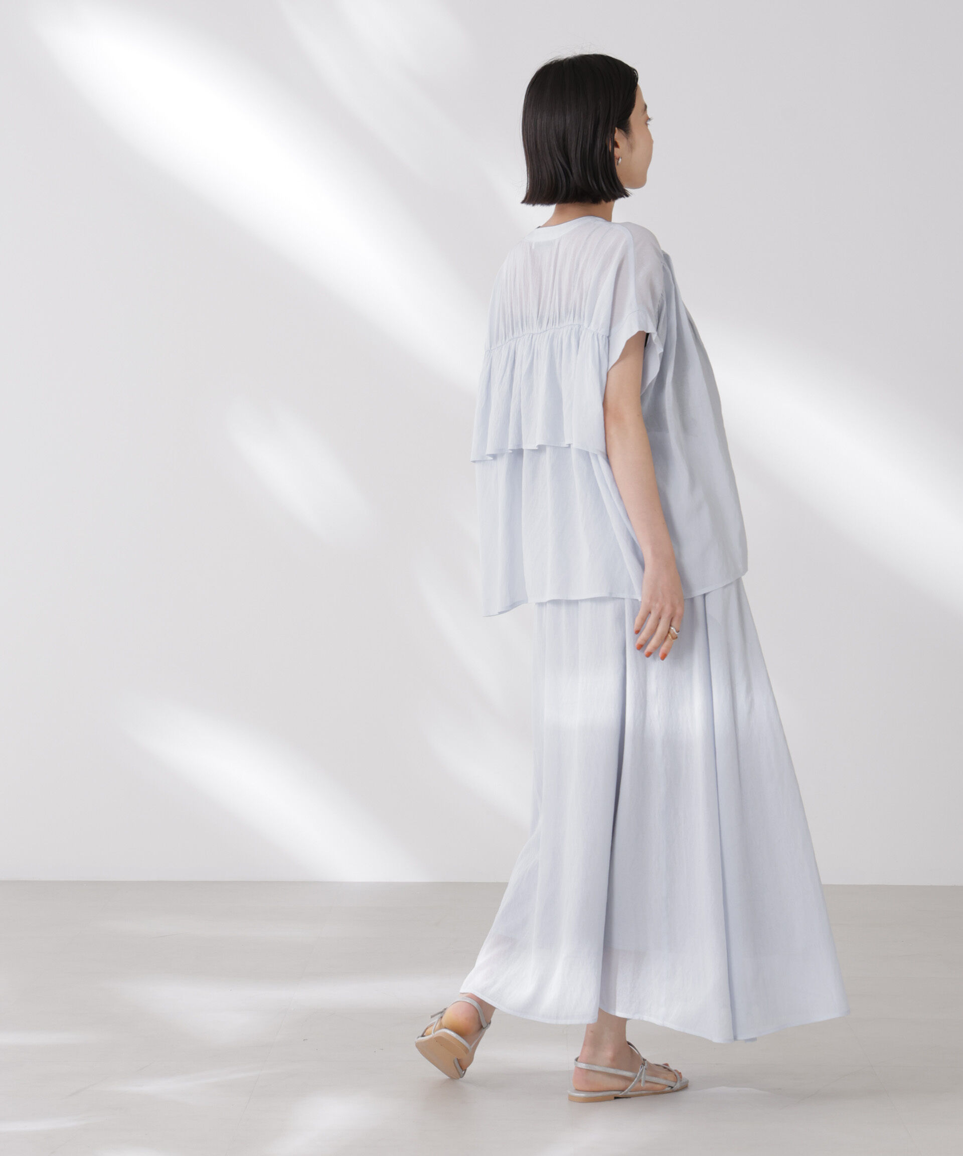 nano･universe「バックフリルギャザーシアーブラウス(セットアップ可)」|シャツ・ブラウス|