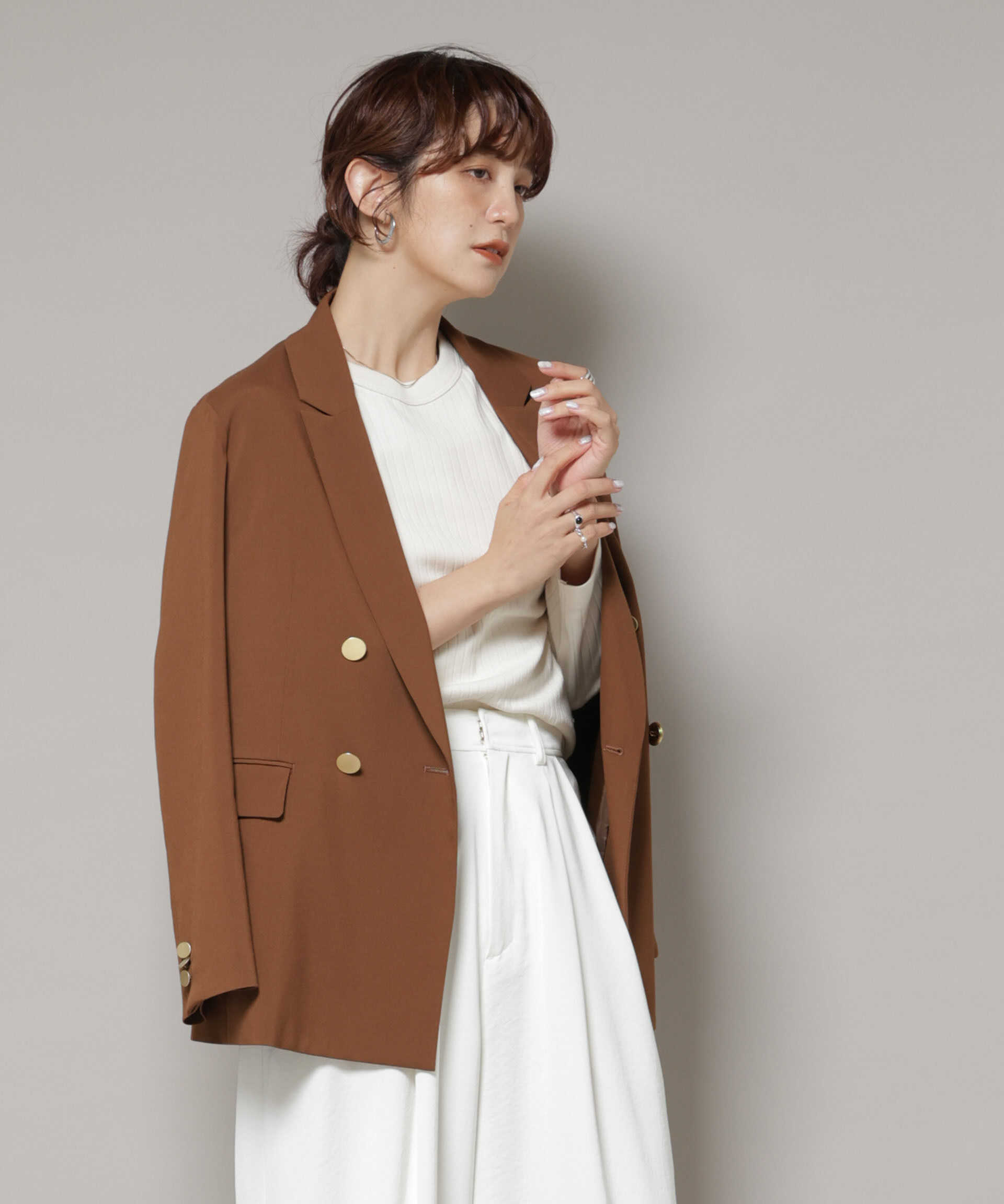 nano･universe「ドライウェザーストレッチダブルジャケット(セットアップ可)」|テーラードジャケット|