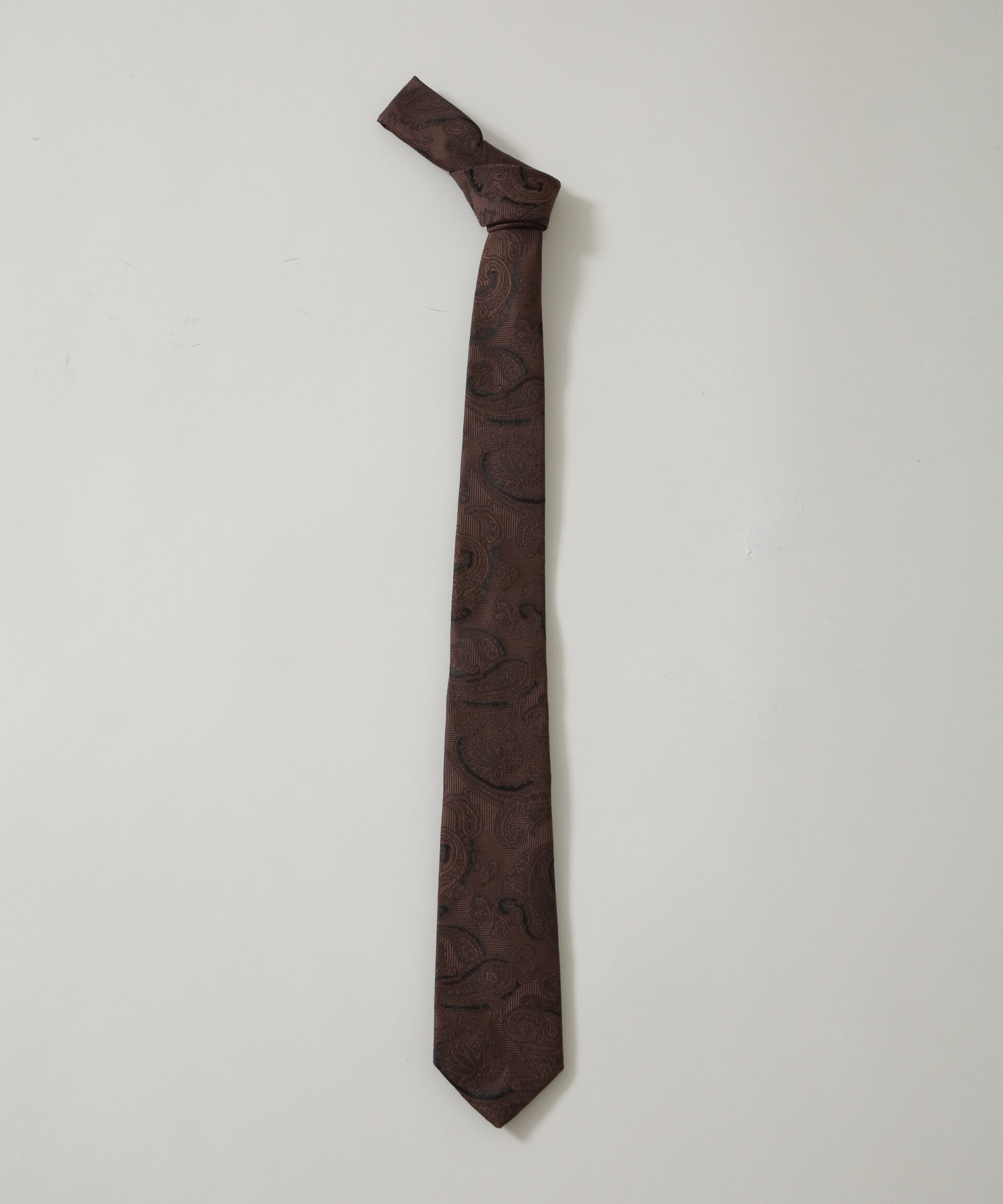 nano･universe「京都西陣ウォッシャブルシャドーペイズリーネクタイ 1」|ネクタイ・蝶ネクタイ|ブラウン