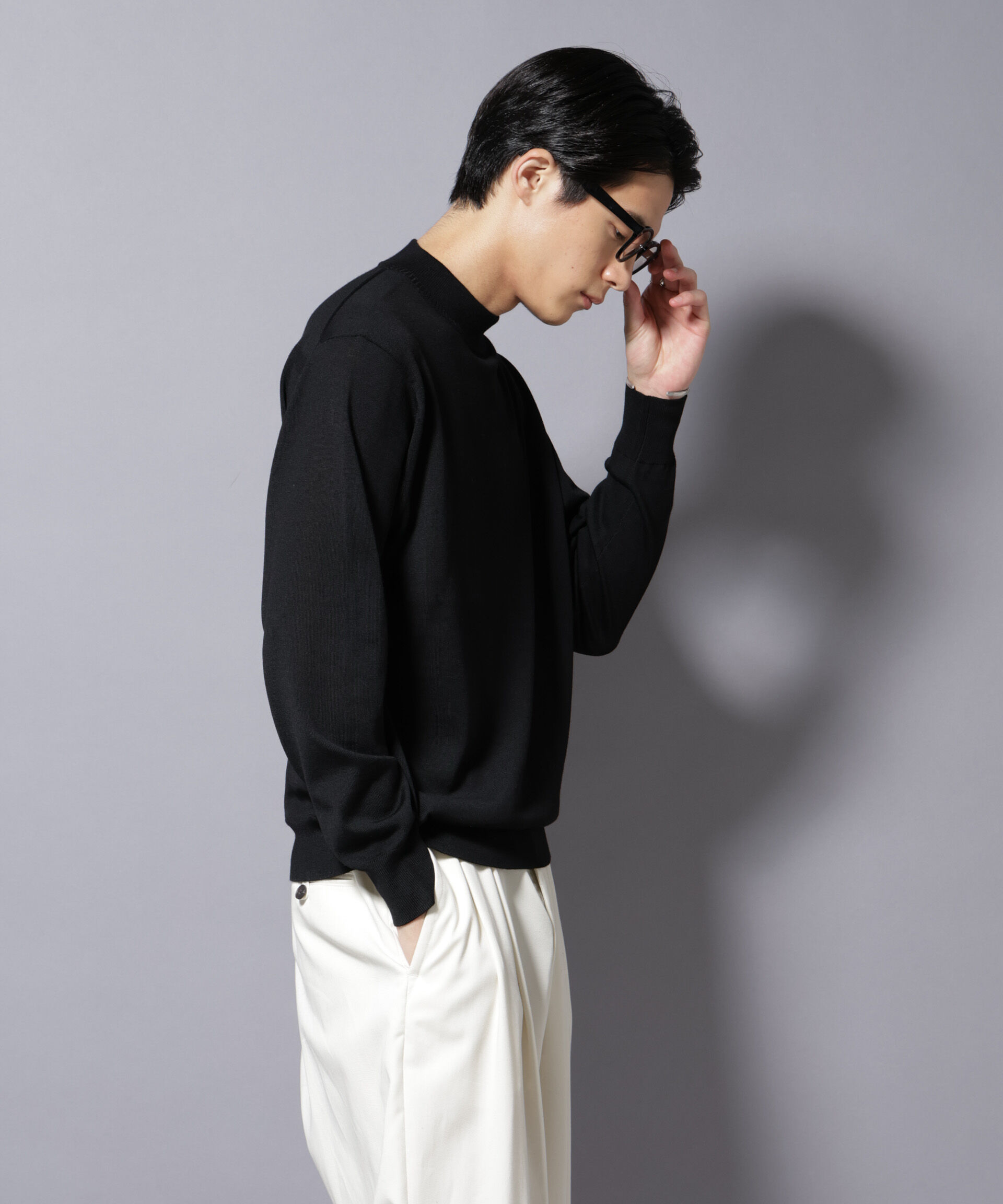 nano･universe「「毛玉レスニット」ファインゲージモックネック」|ニット・セーター|