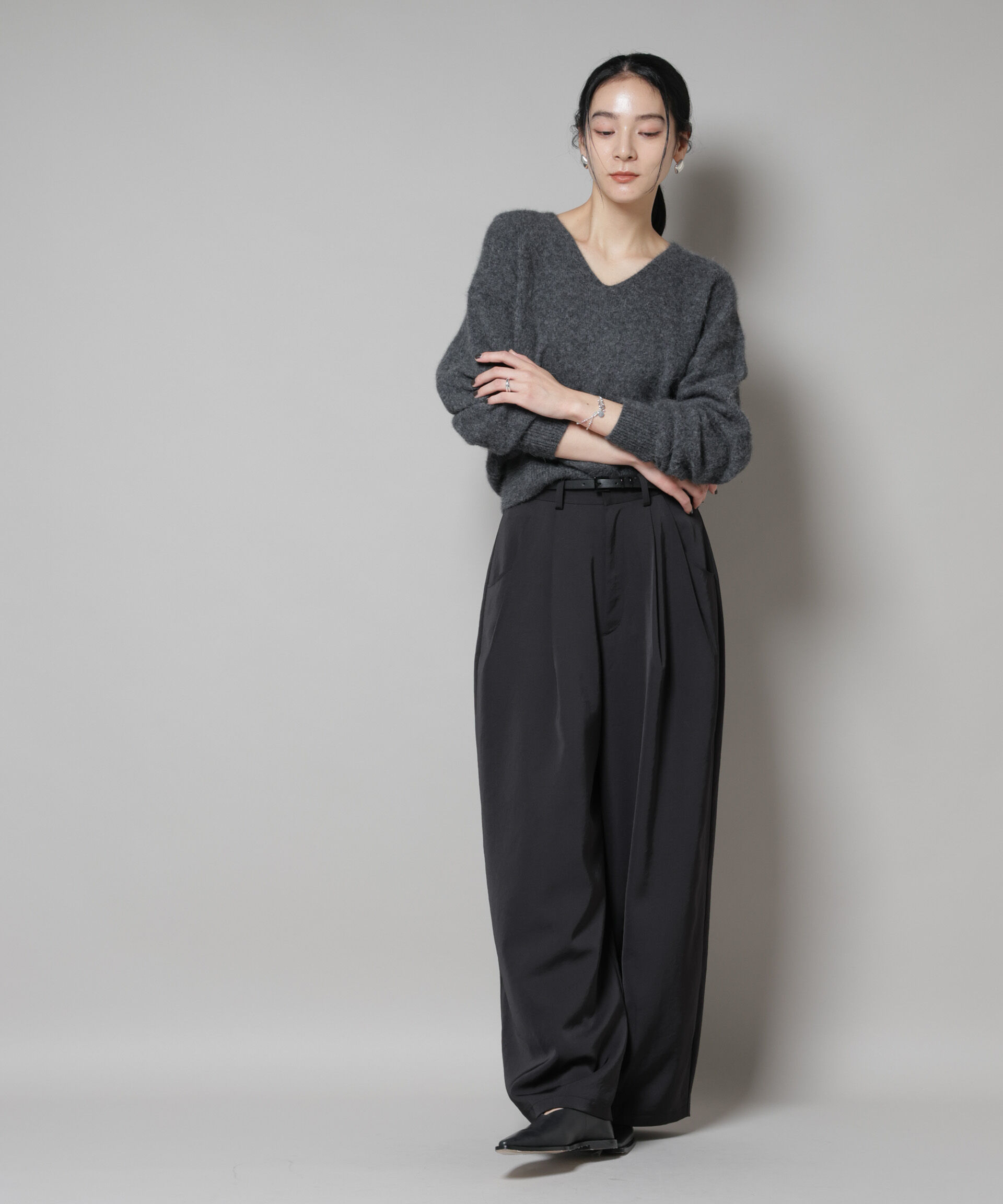 nano･universe「ウォッシャブルフォックスVネックニットプルオーバー」|ニット・セーター|