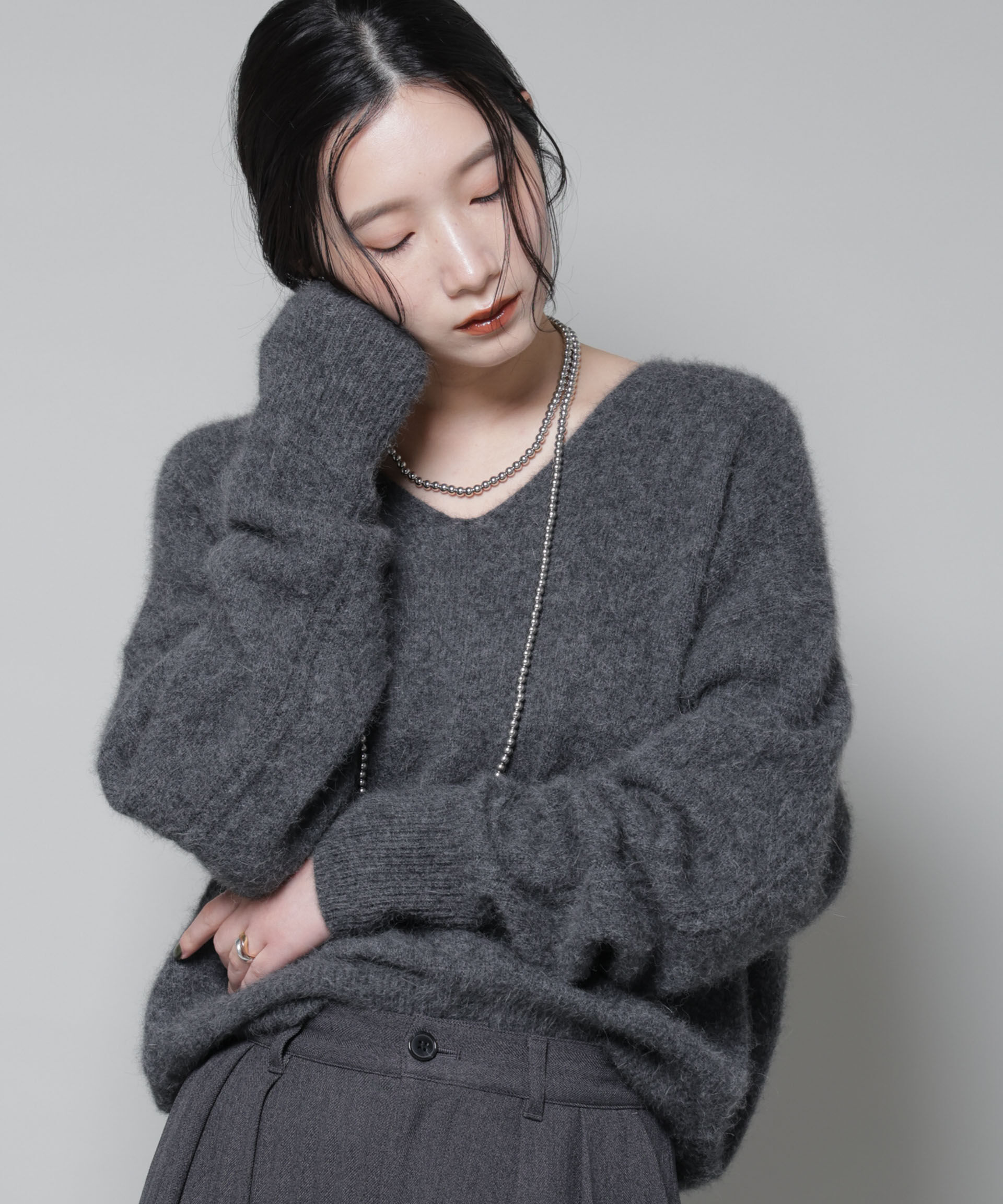 nano･universe「ウォッシャブルフォックスVネックニットプルオーバー」|ニット・セーター|