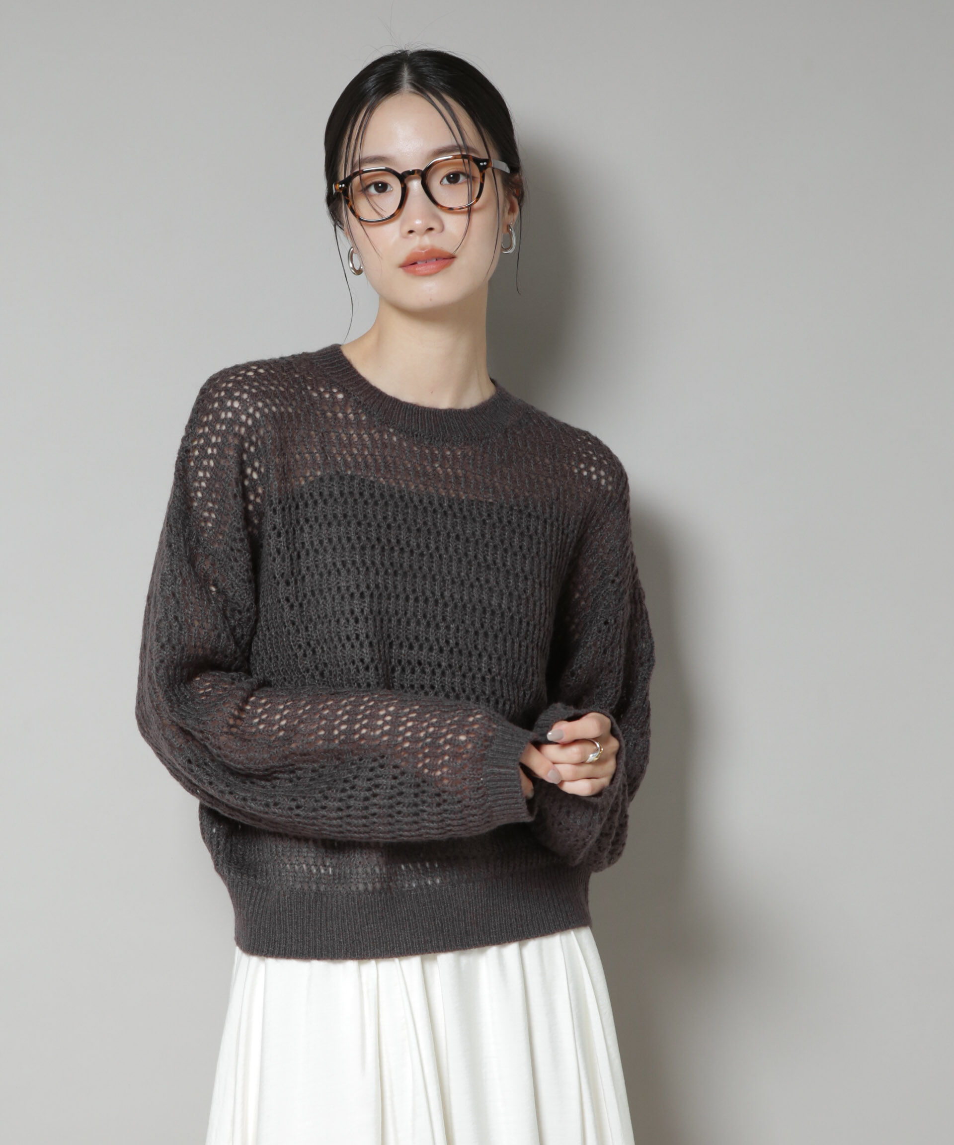 nano･universe「モヘヤライクメッシュニットトップス」|ニット・セーター|