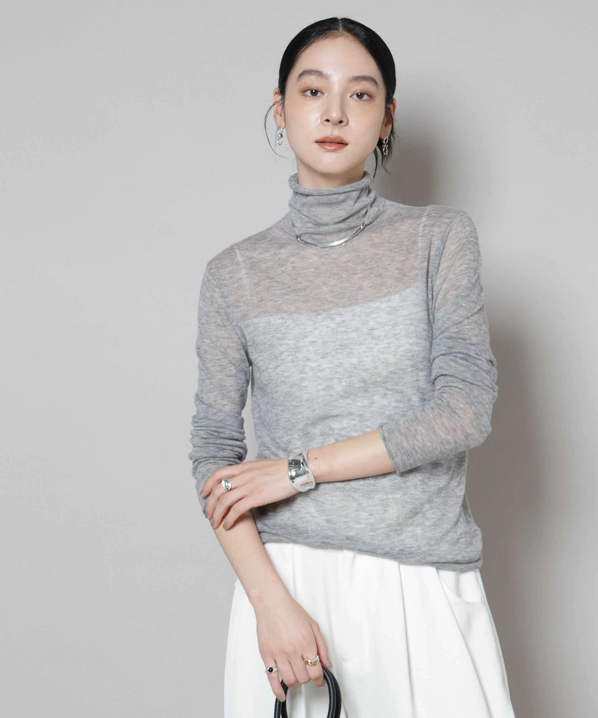 nano･universe「スイビウールタートルネックニットプルオーバー」|ニット・セーター|グレー