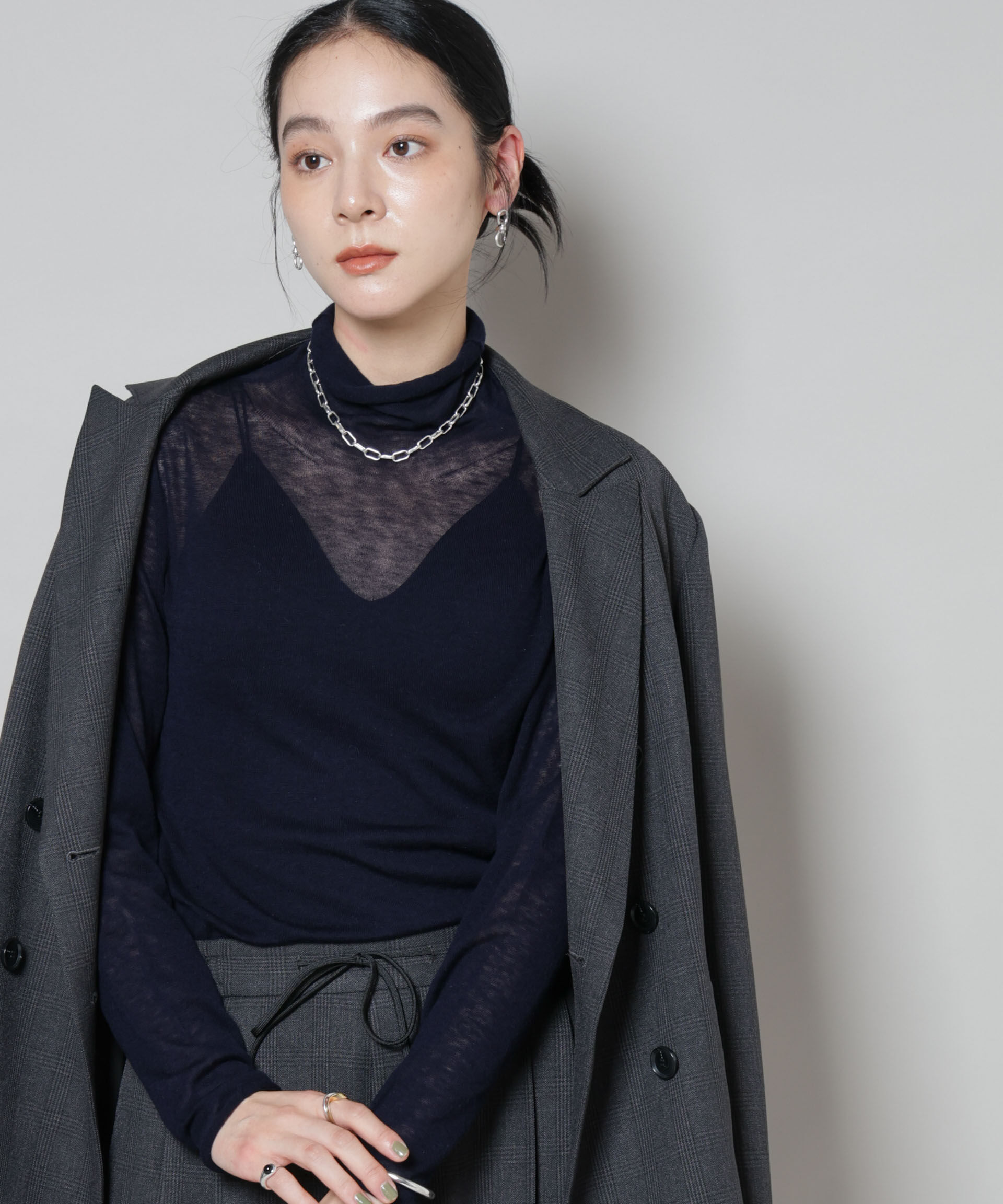 nano･universe「スイビウールタートルネックニットプルオーバー」|ニット・セーター|ネイビー