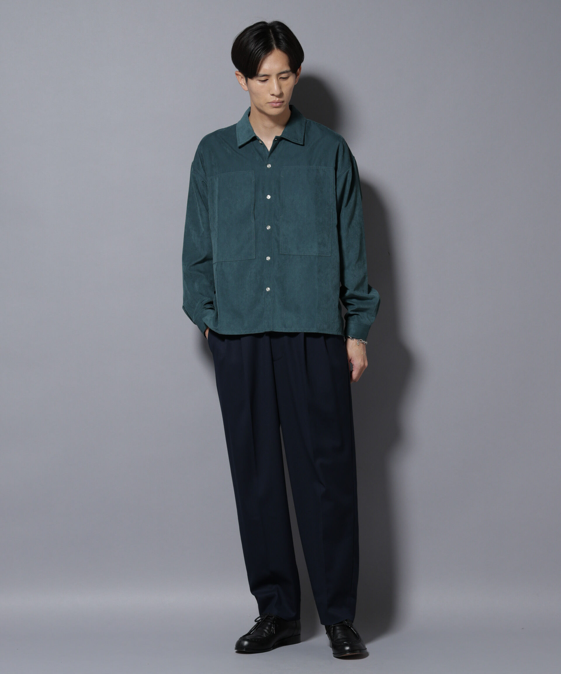 nano･universe「微起毛ワイド2タックテーパードパンツ」|チノ|