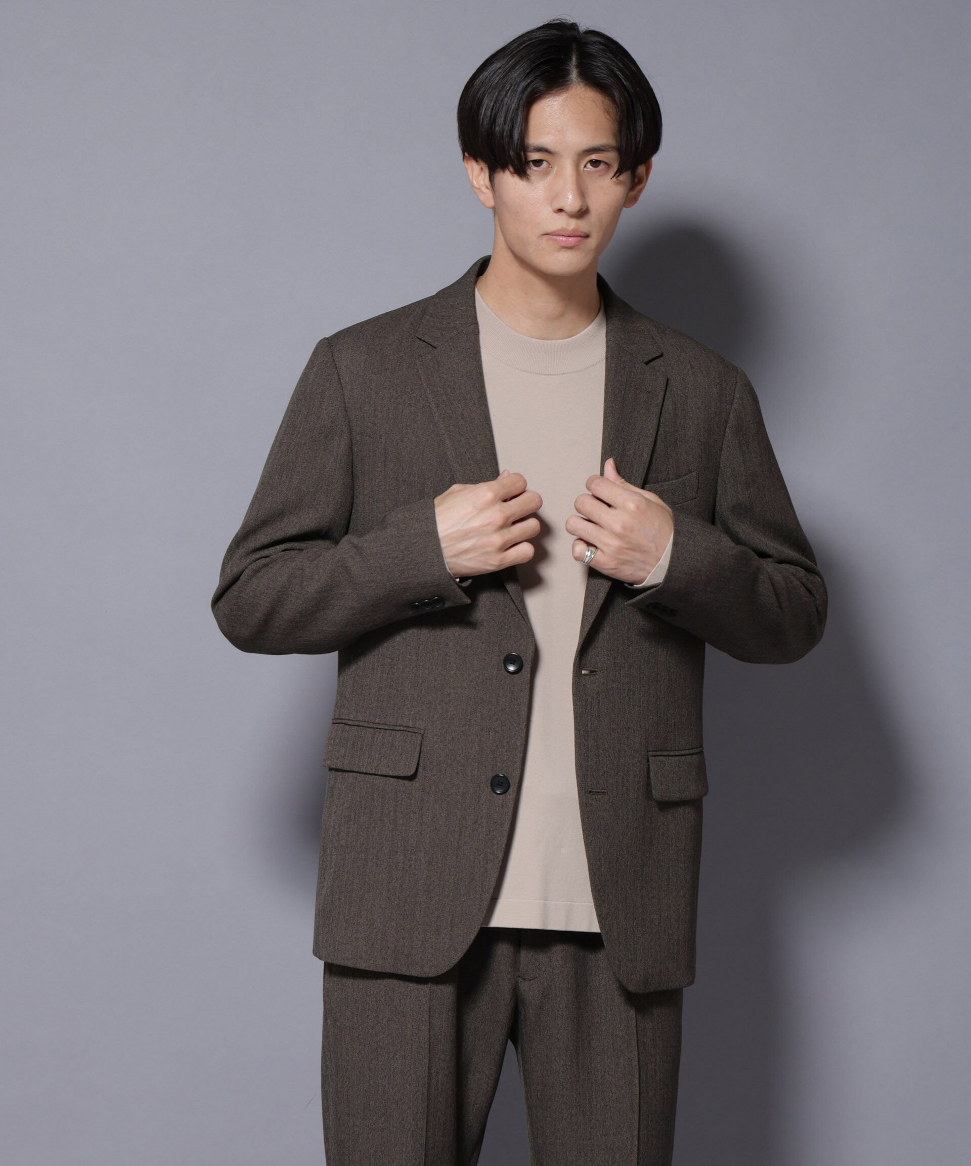 nano･universe「｢N JACKET BASIC｣ 洗えるMIXツイードストレッチジャケット(セットアップ可)」|スーツ|