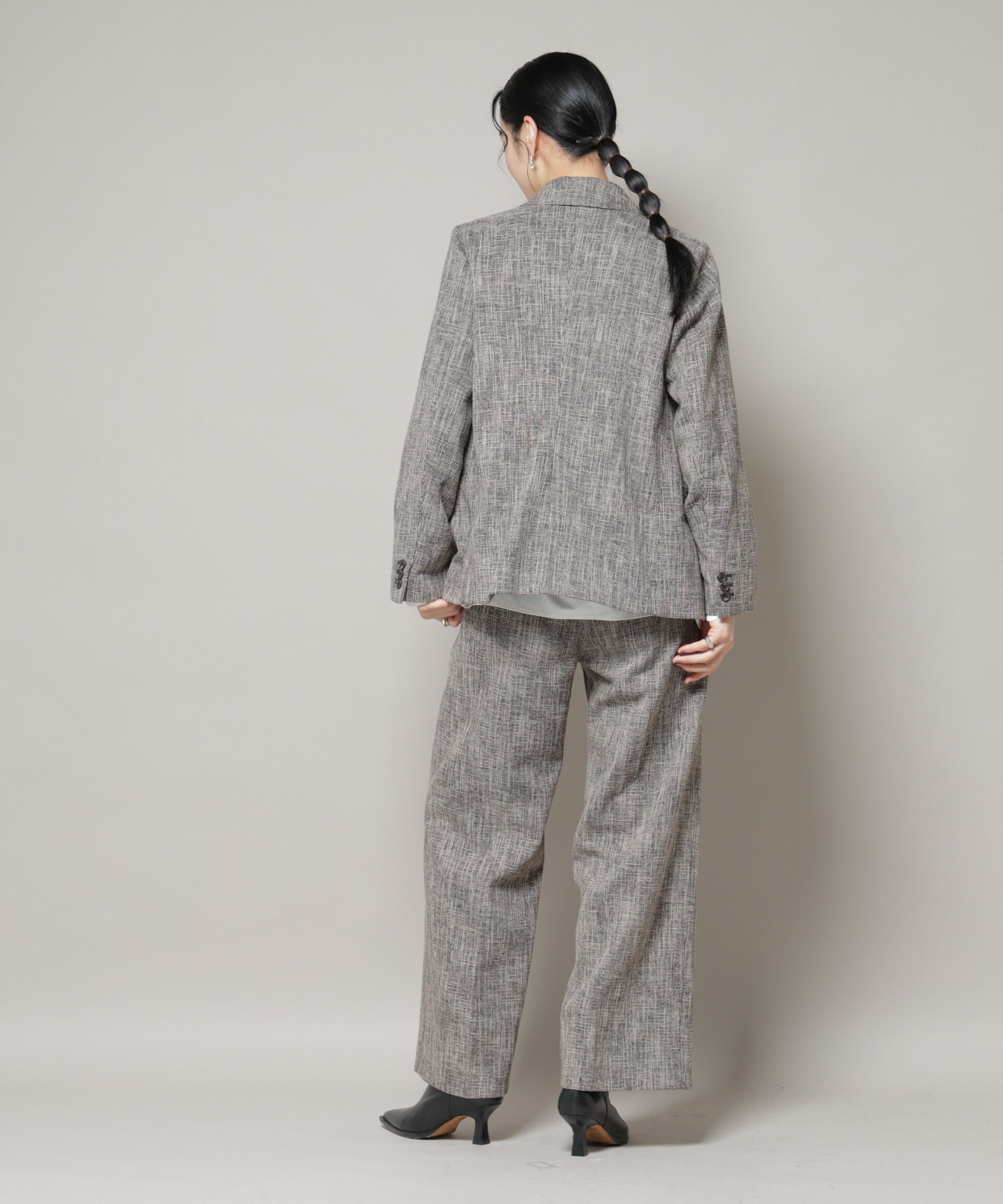 nano･universe「ツイードタックセミワイドパンツ(セットアップ可)」|チノ|