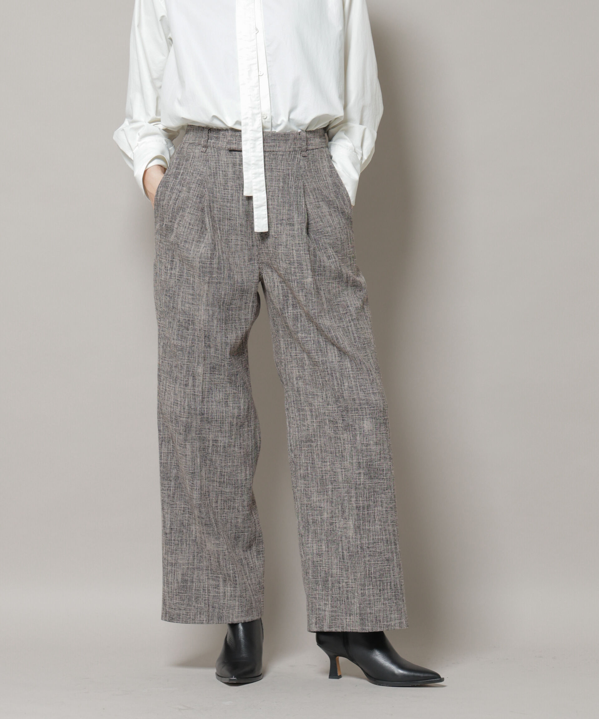 nano･universe「ツイードタックセミワイドパンツ(セットアップ可)」|チノ|