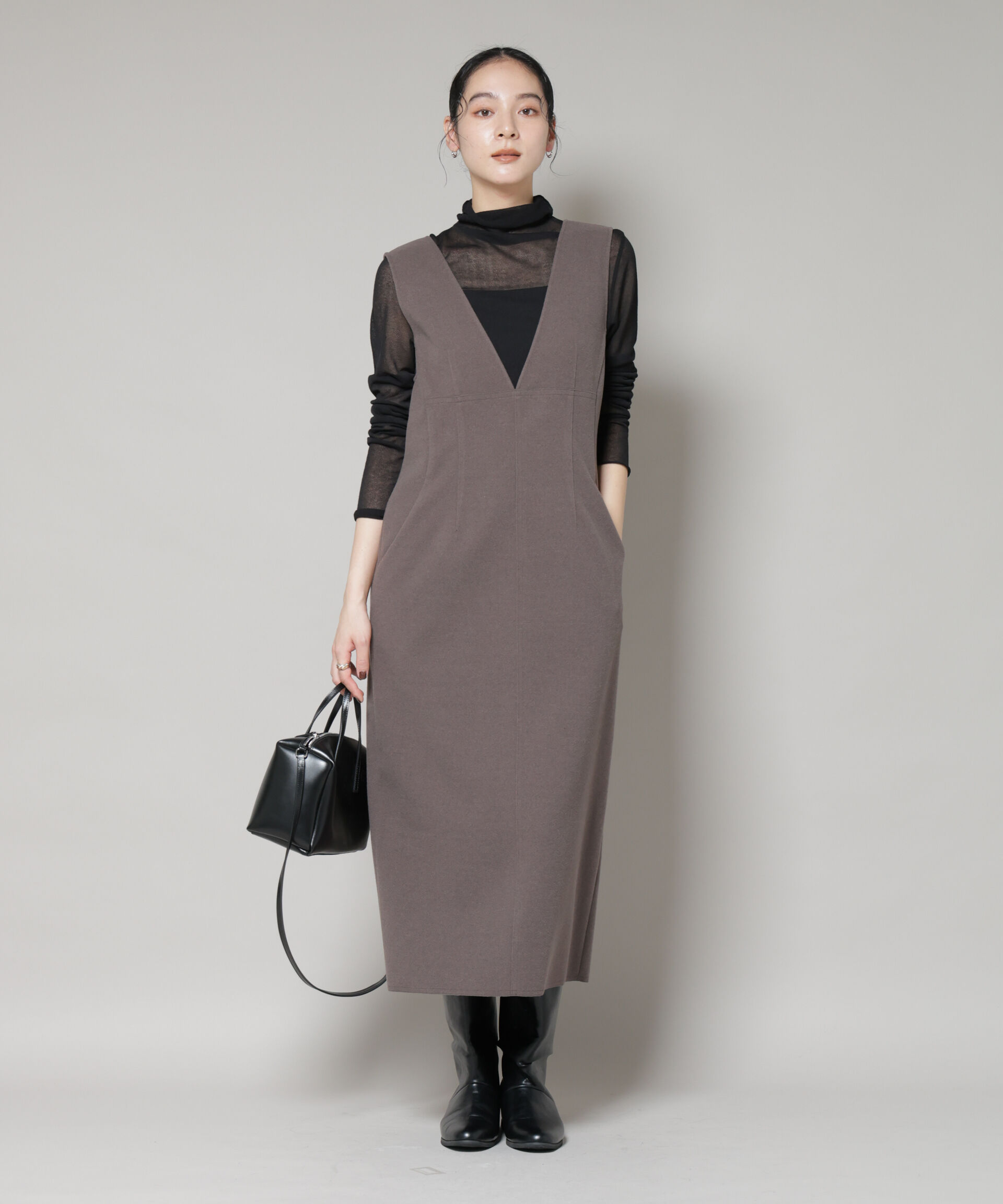 nano･universe「ニードルジャージーVネックワンピース」|ワンピース|