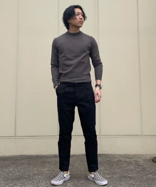 nano･universe「ダブルフェイスストレッチモックネックニット」|ニット・セーター|