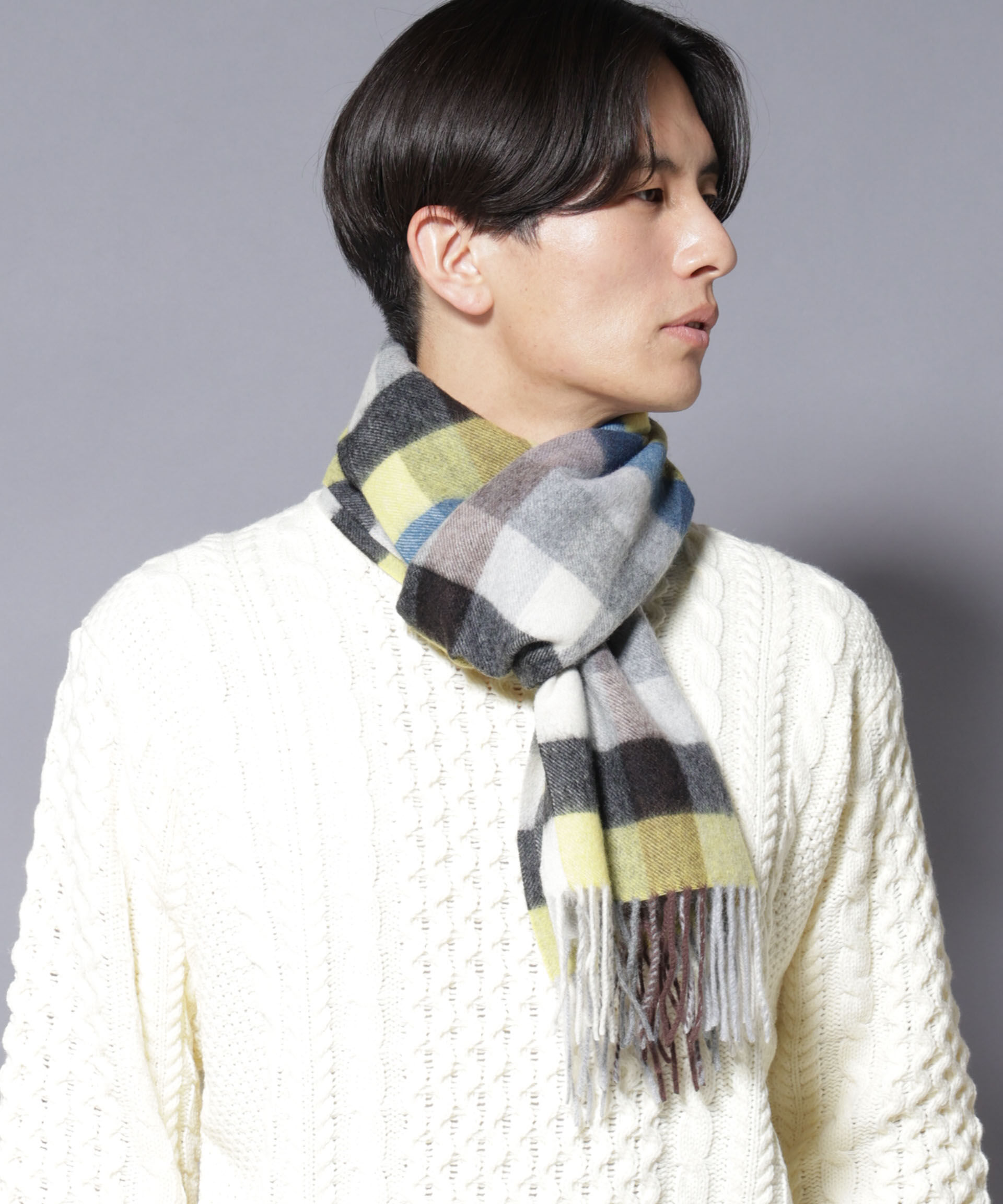 nano･universe「ソフトカシミヤブレンドチェックマフラー」|マフラー|