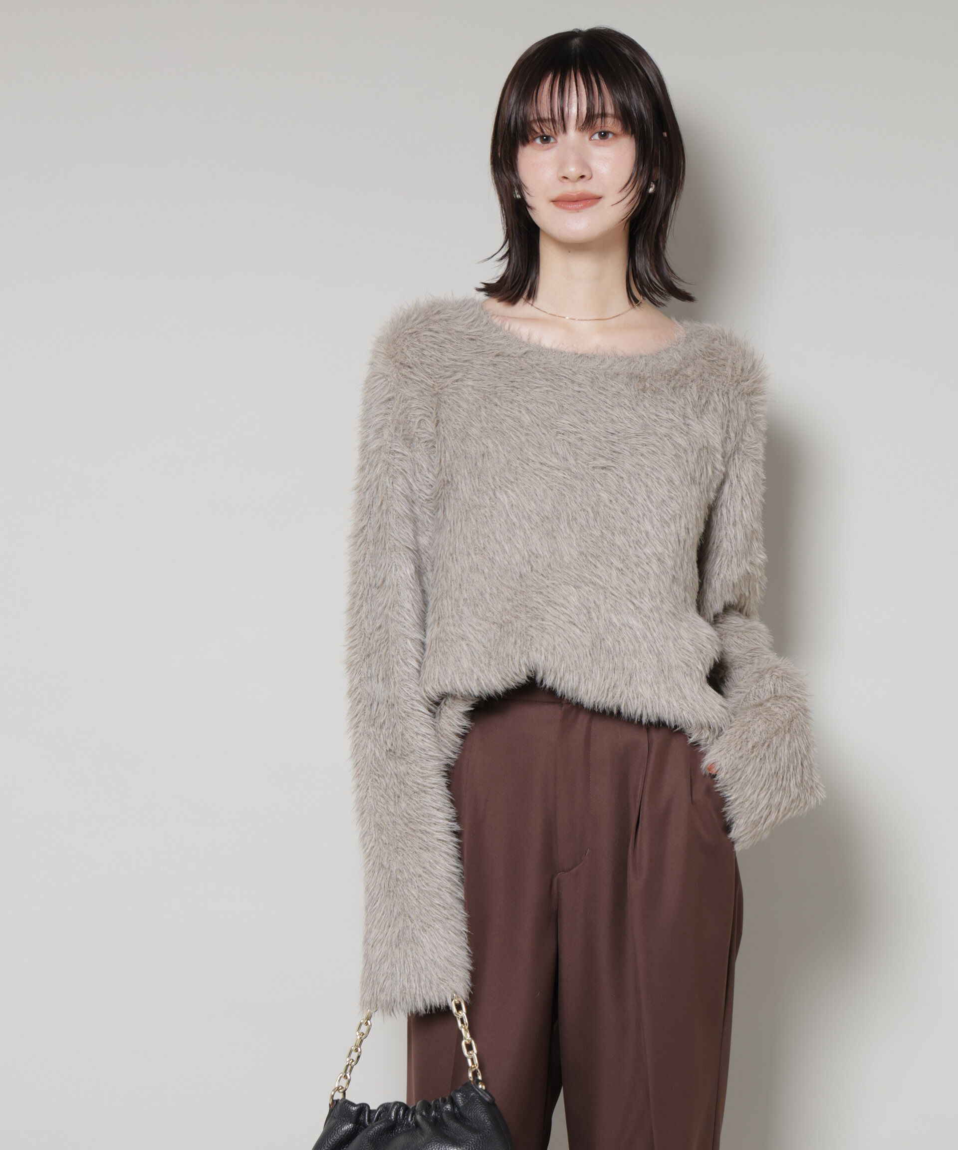 nano･universe「ミックスシャギーボートネックワイドニット」|ニット・セーター|