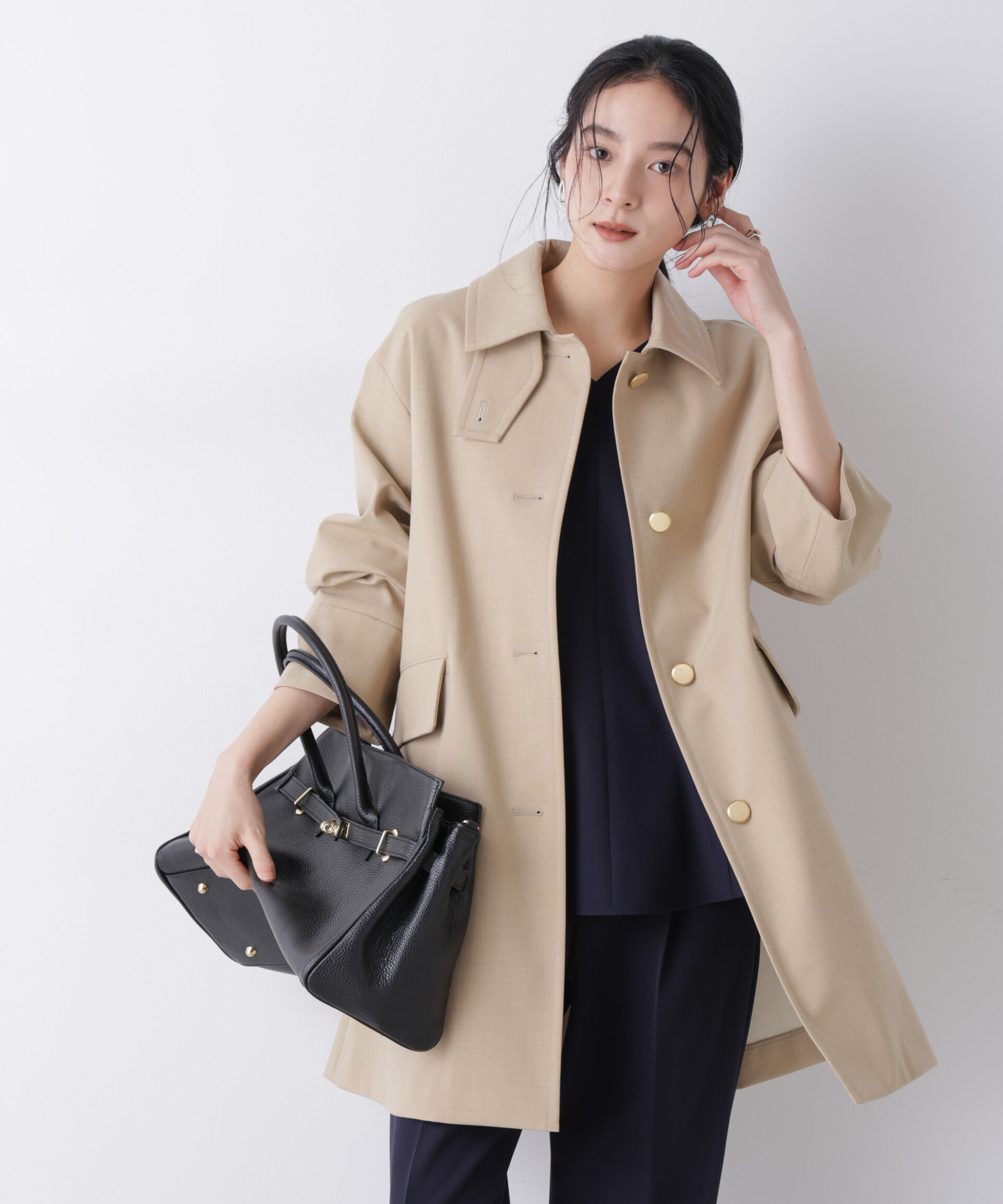 nano･universe「ボンディングステンカラーコート」|その他|ベージュ