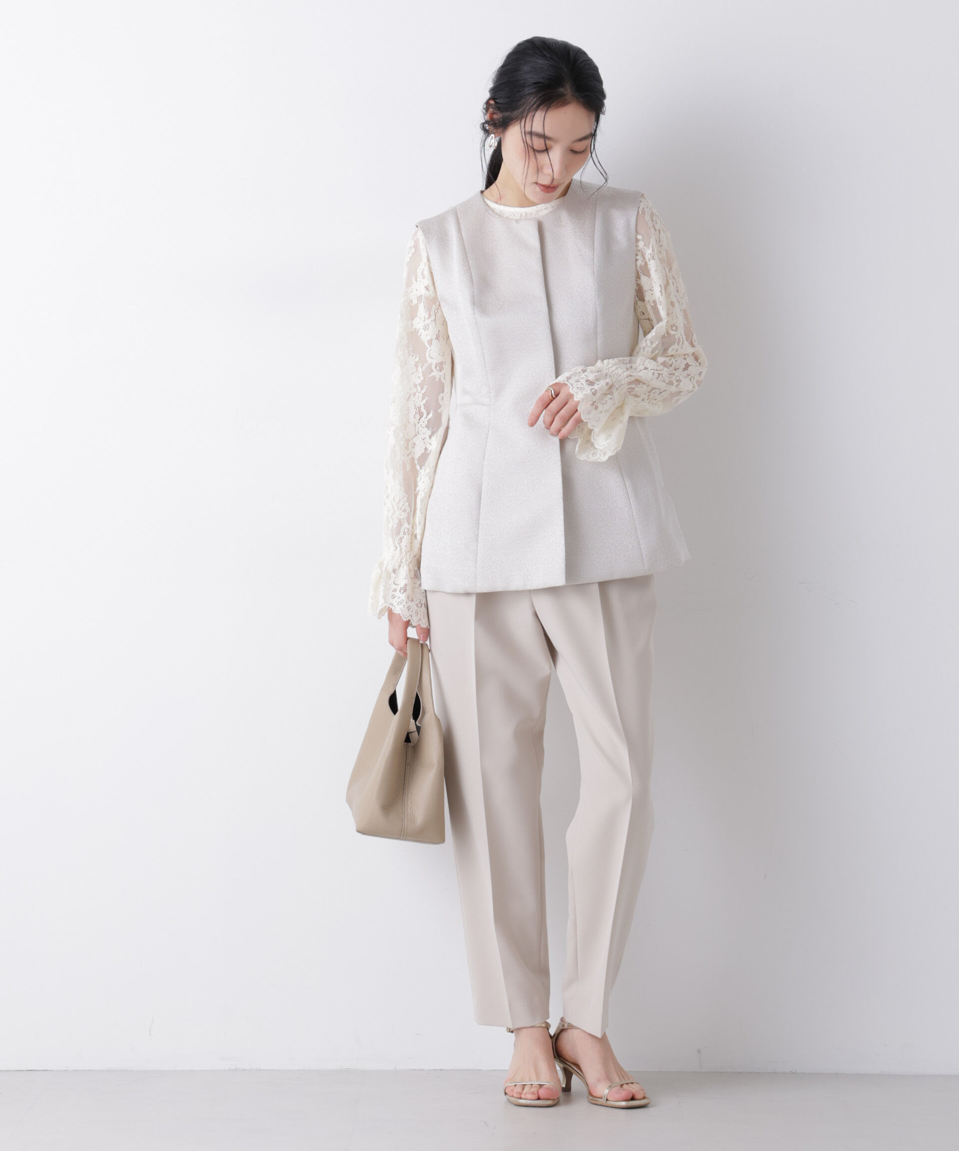 nano･universe「ジャガードペプラムジレ(セットアップ可)」|テーラードジャケット|