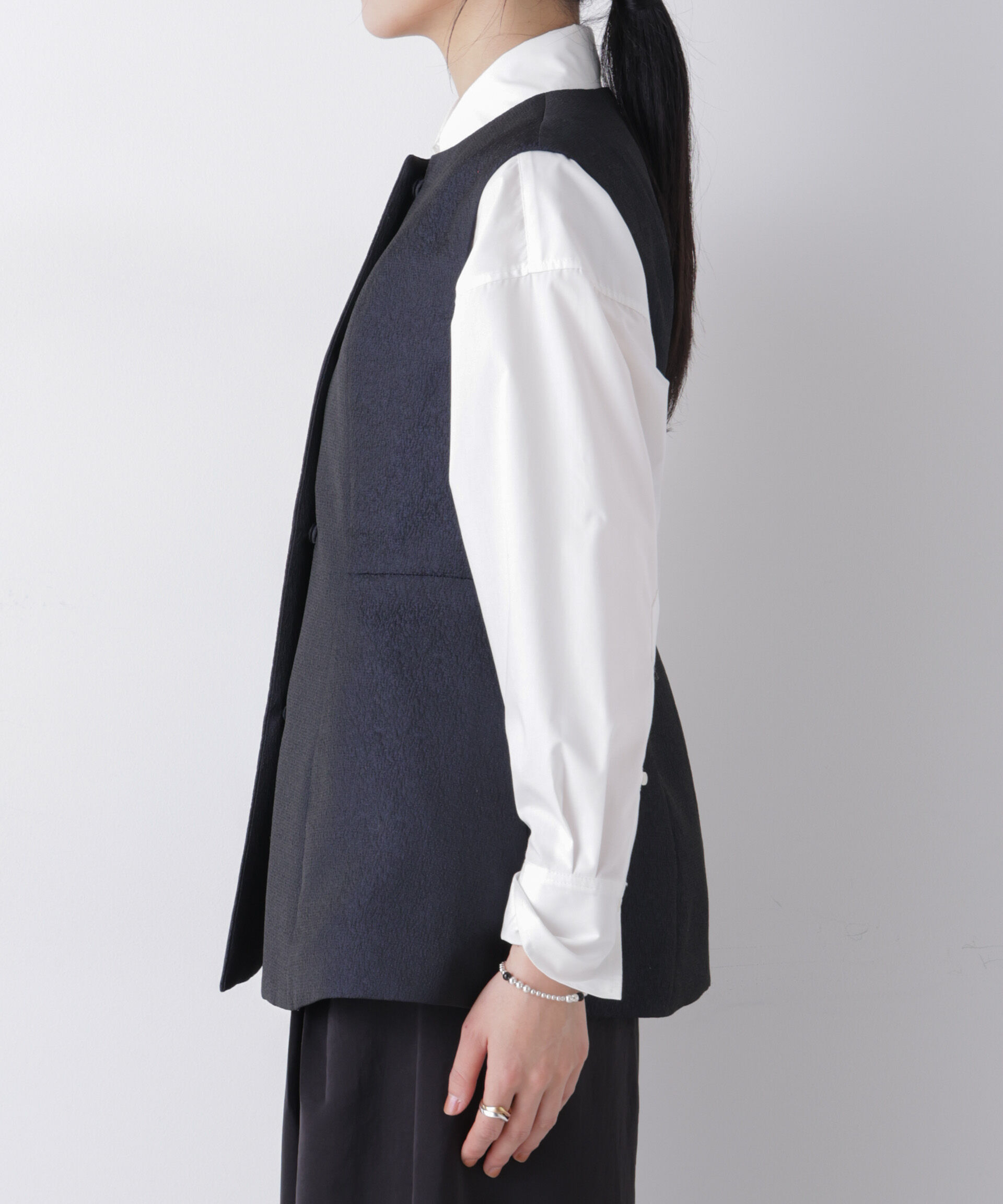 nano･universe「ジャガードペプラムジレ(セットアップ可)」|テーラードジャケット|