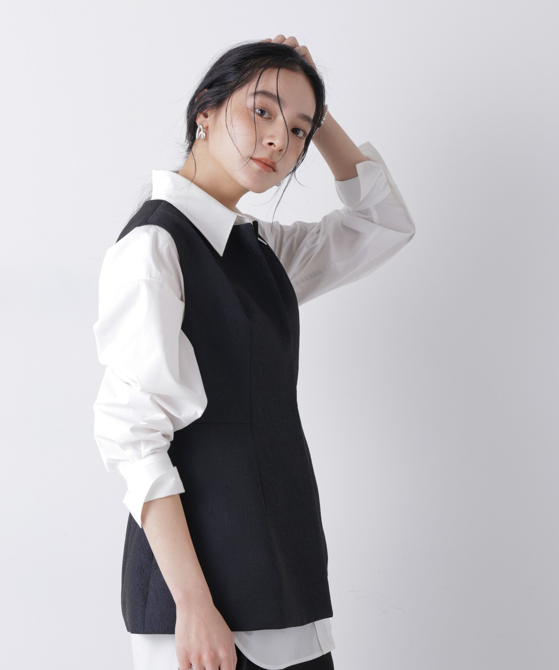 nano･universe「ジャガードペプラムジレ(セットアップ可)」|テーラードジャケット|