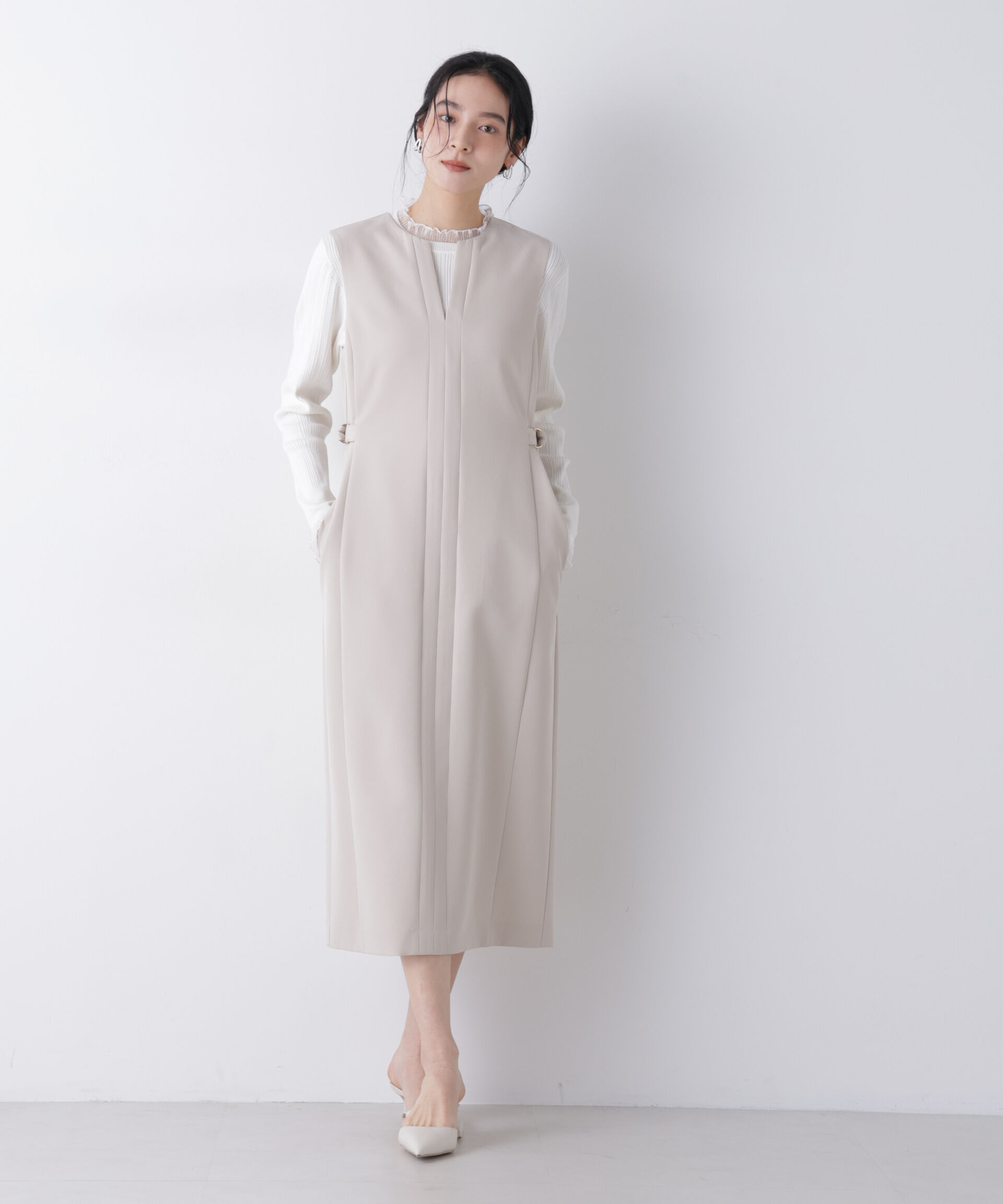 nano･universe「ﾃﾞｲﾘｰﾌｧﾝｸｼｮﾝ ｻｲﾄﾞﾍﾞﾙﾄｷｰﾈｯｸﾜﾝﾋﾟｰｽ(ｾ  」|ワンピース|アイボリー7