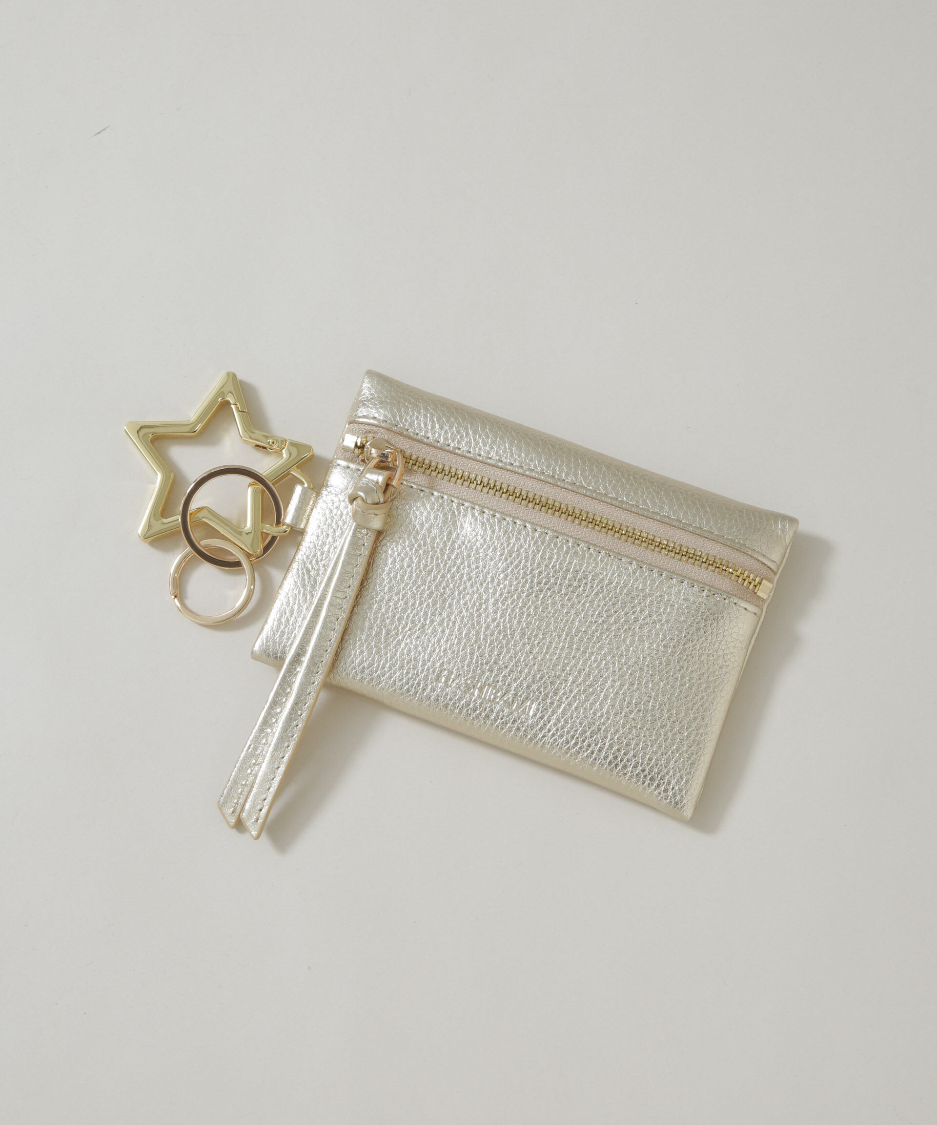 nano･universe「HASHIBAMI/カラビナキーリング ジップポーチ」|その他|ゴールド