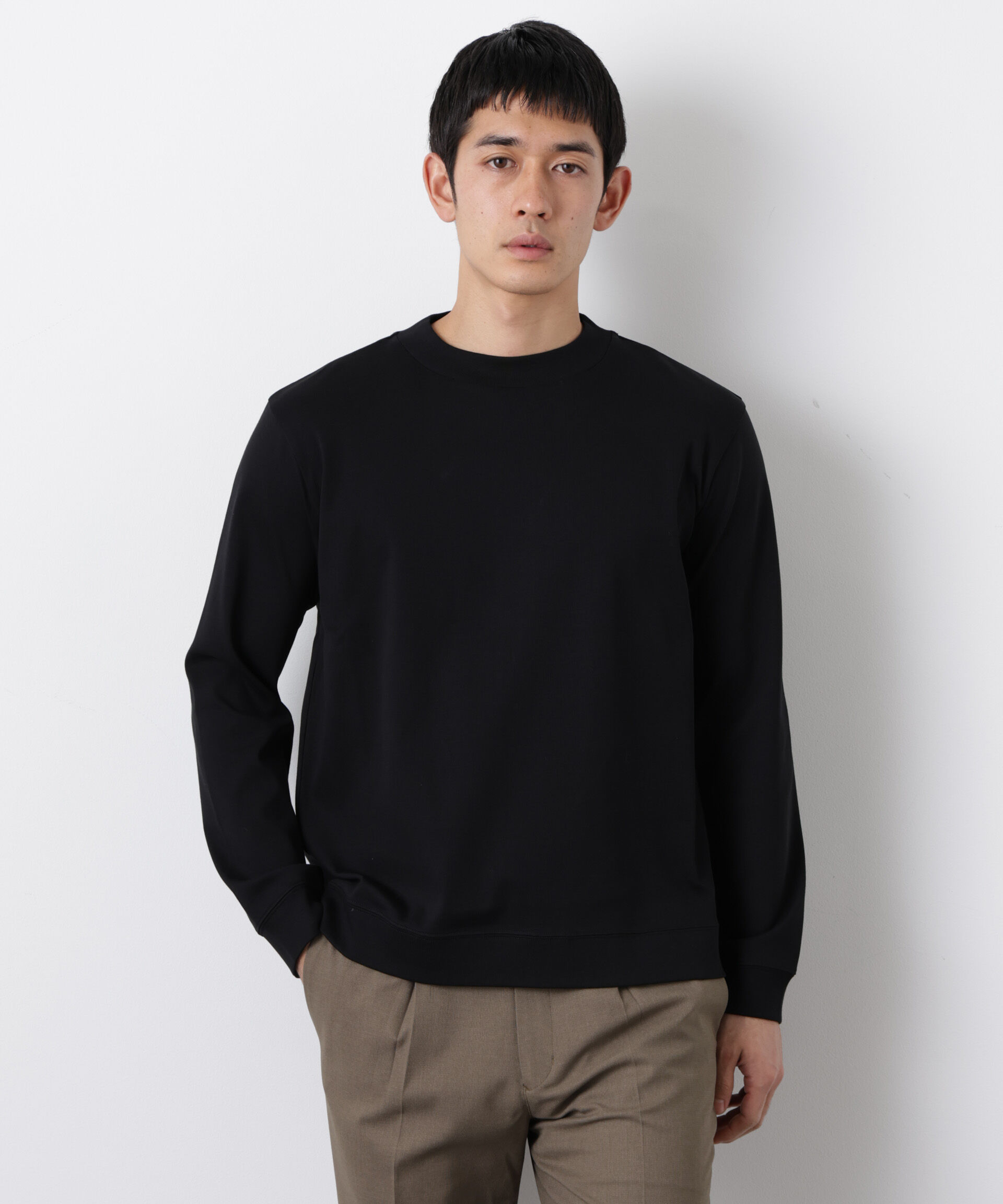 nano･universe「「FORMAL JERSEY」モックネックカットソー長袖」|Tシャツ・カットソー|ブラック