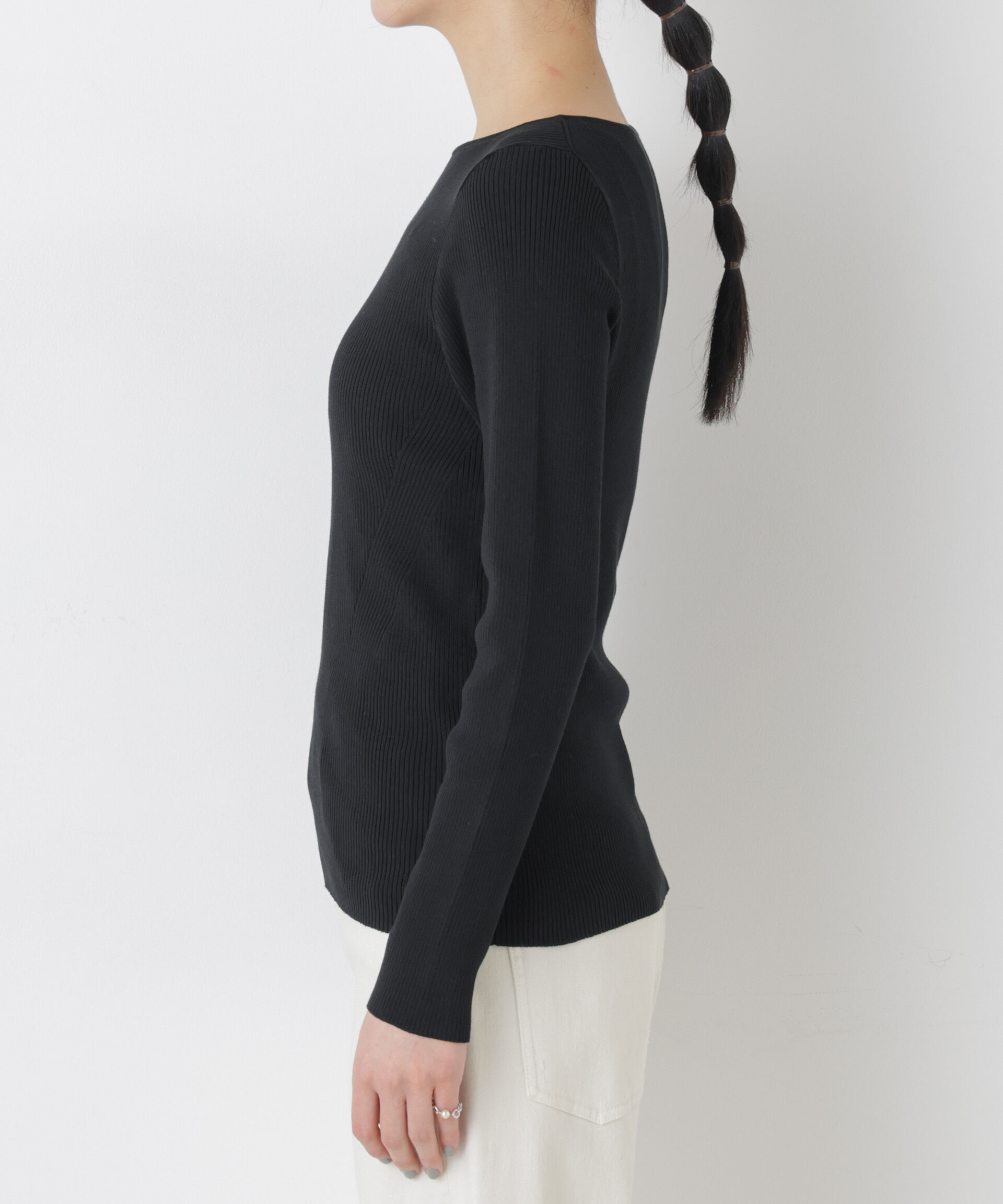 nano･universe「ウォッシャブルハイツイストボートネックリブニット」|ニット・セーター|