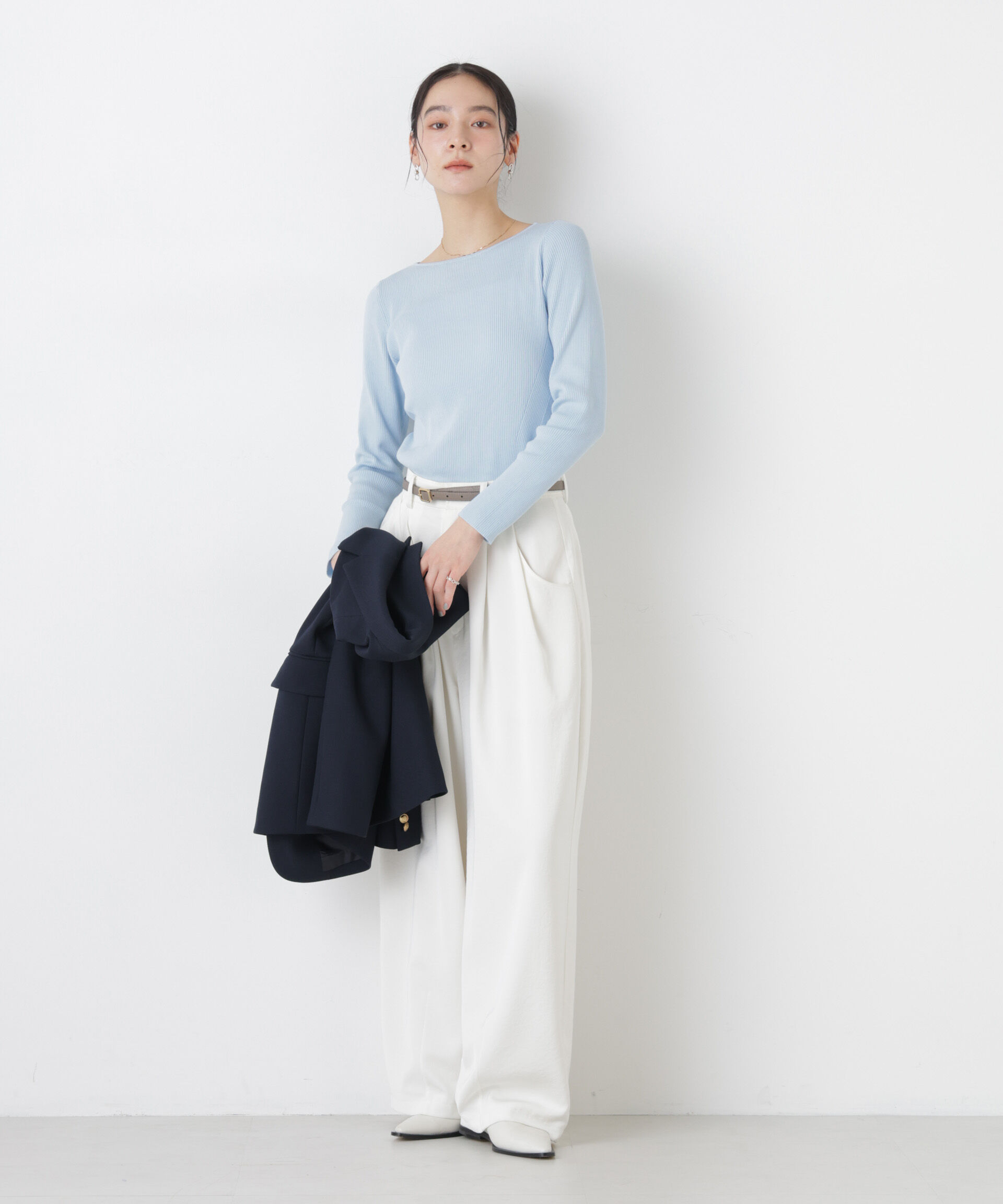 nano･universe「ウォッシャブルハイツイストボートネックリブニット」|ニット・セーター|