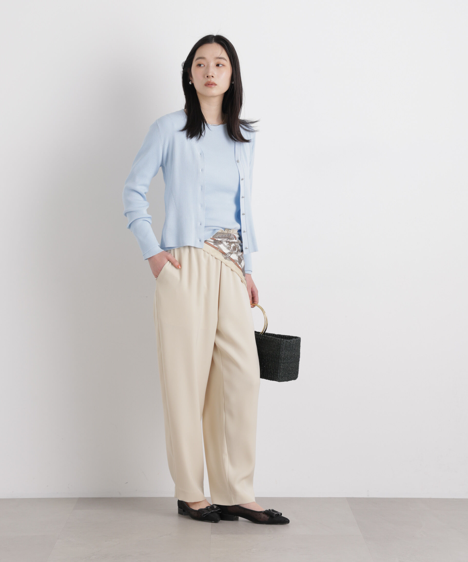 nano･universe「ウォッシャブルハイツイストVネックリブカーディガン」|ニット・セーター|