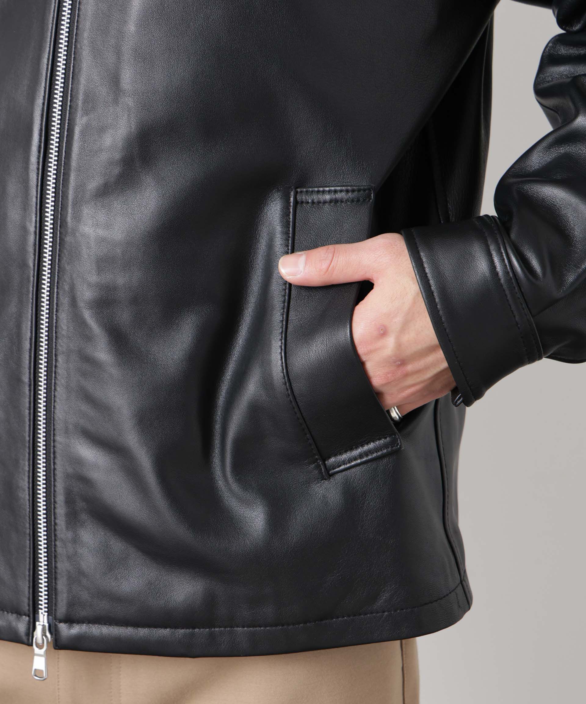 nano･universe「レザーシングルライダースジャケット」|ライダースジャケット|