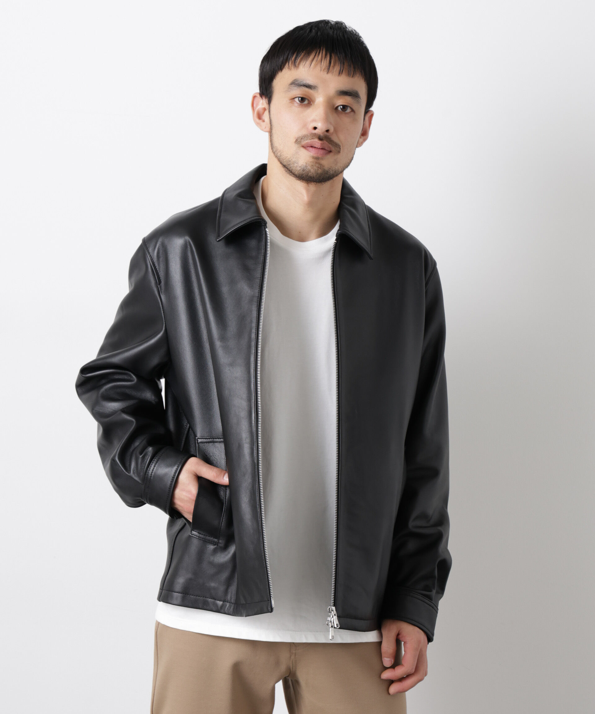 nano･universe「レザーシングルライダースジャケット」|ライダースジャケット|