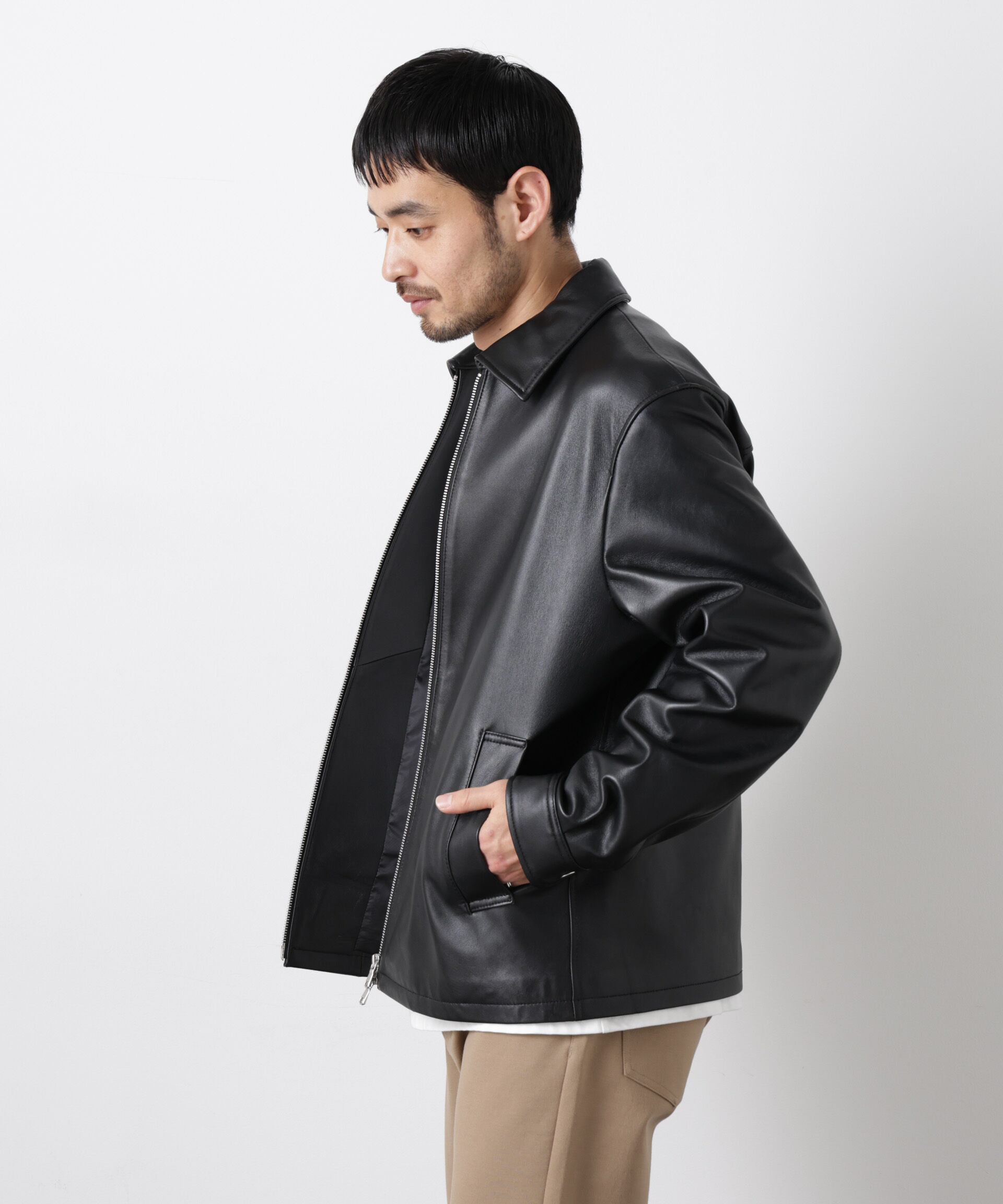 nano･universe「レザーシングルライダースジャケット」|ライダースジャケット|