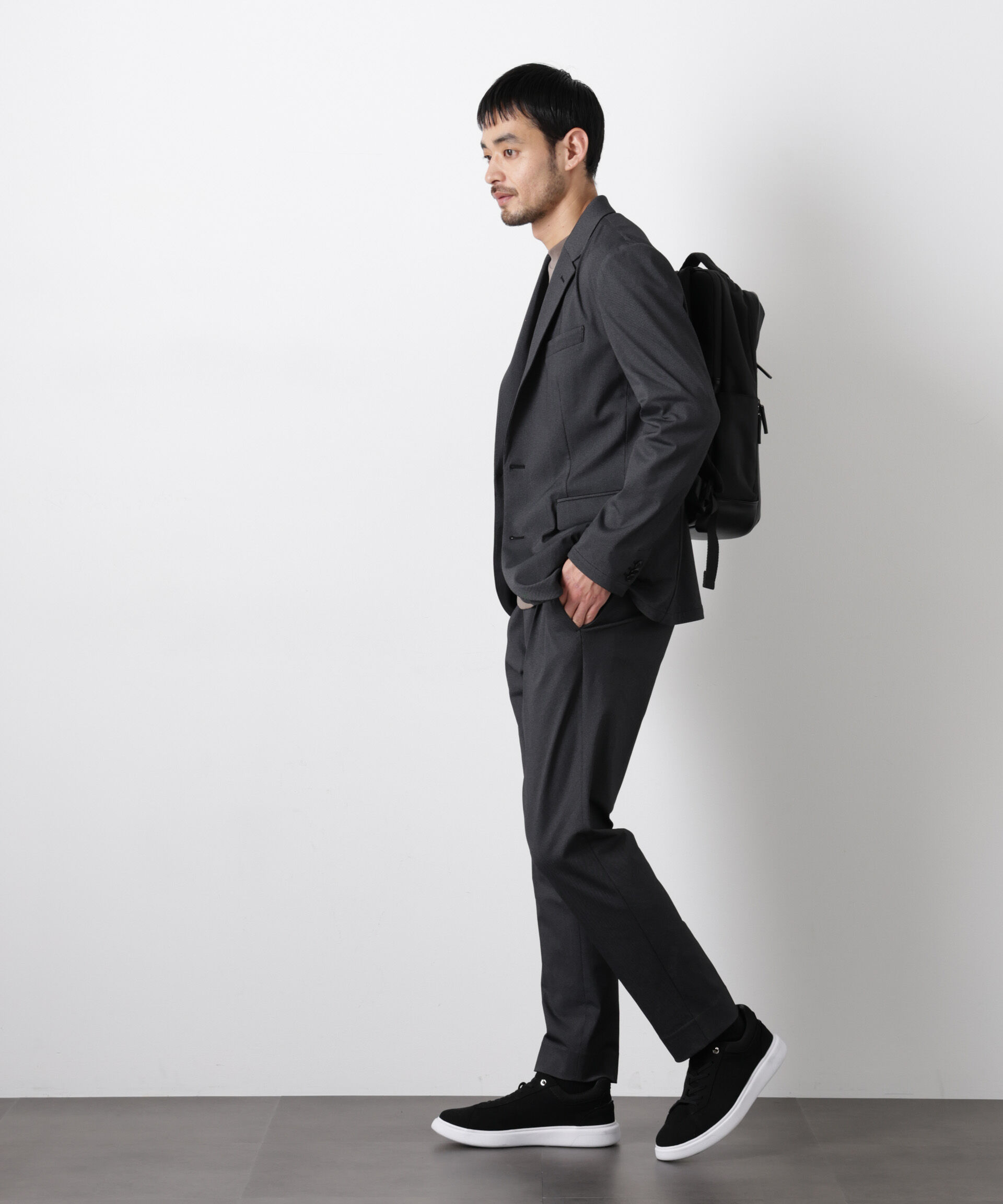 nano･universe「｢Damerino｣ 軽量ジャージーデニムライクストレッチセットアップ」|スーツ|ブラック