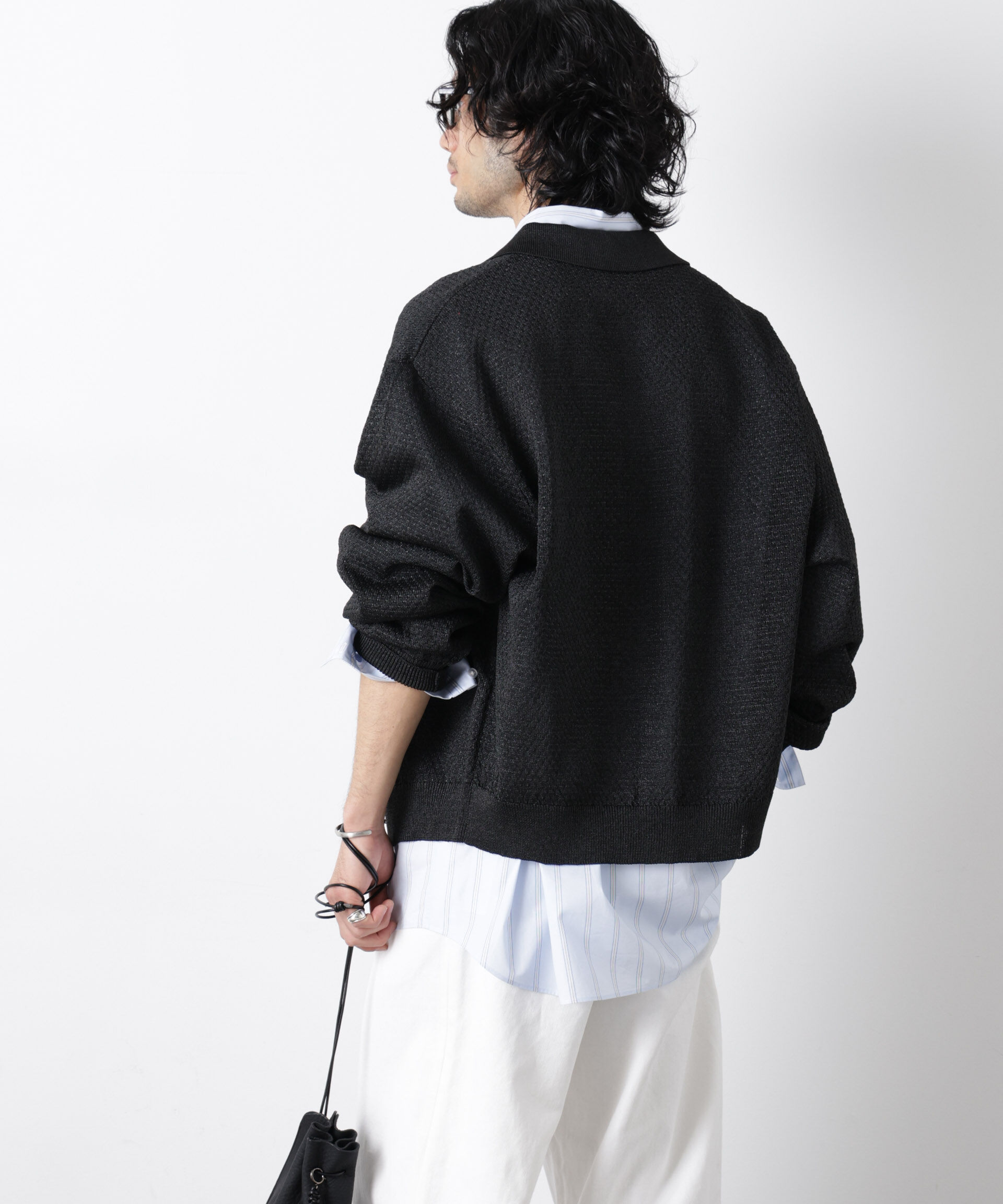 nano･universe「ギマポロカラーニットジャケット」|ニット・セーター|