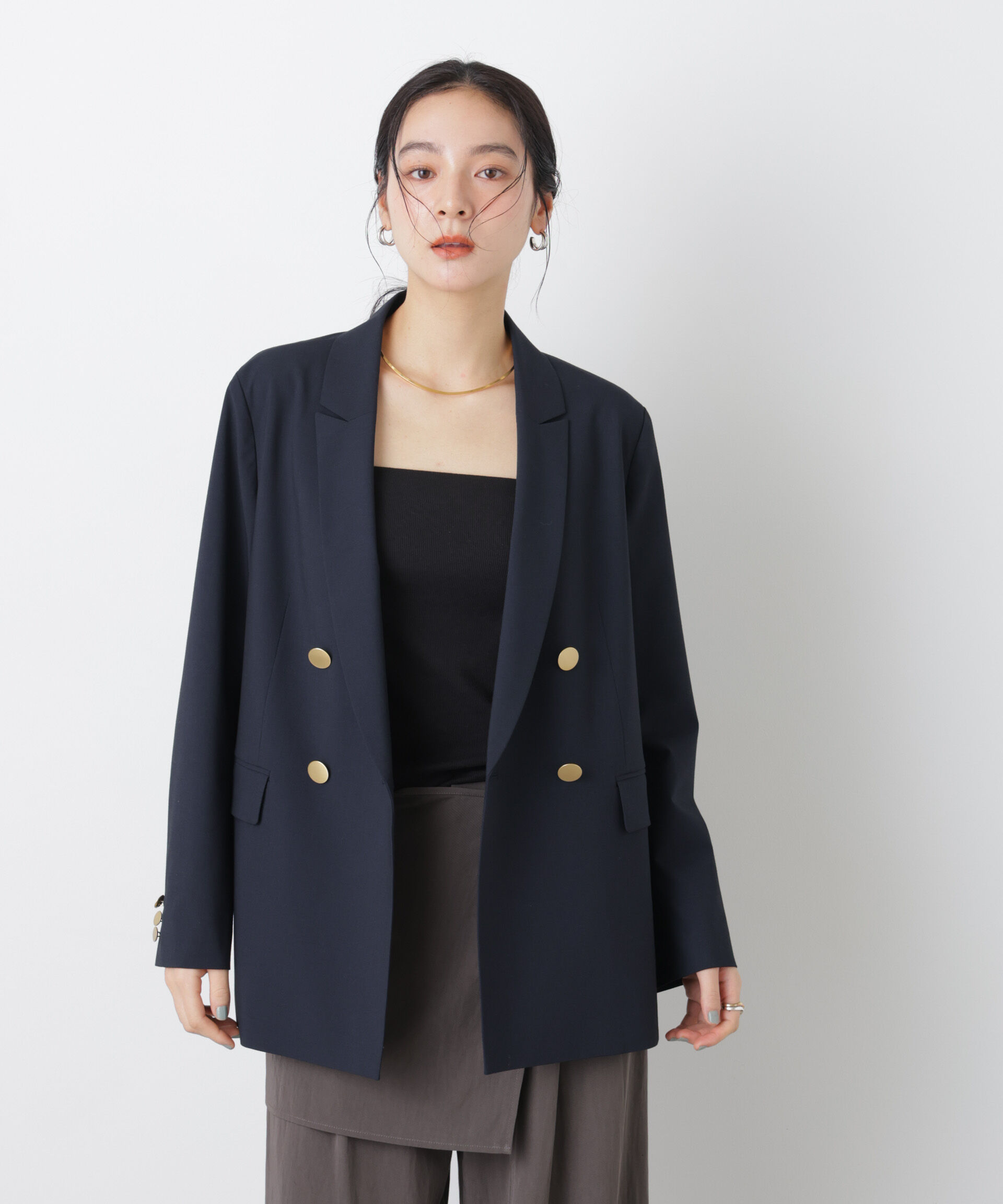 nano･universe「トロストレッチダブルジャケット(セットアップ可)」|テーラードジャケット|