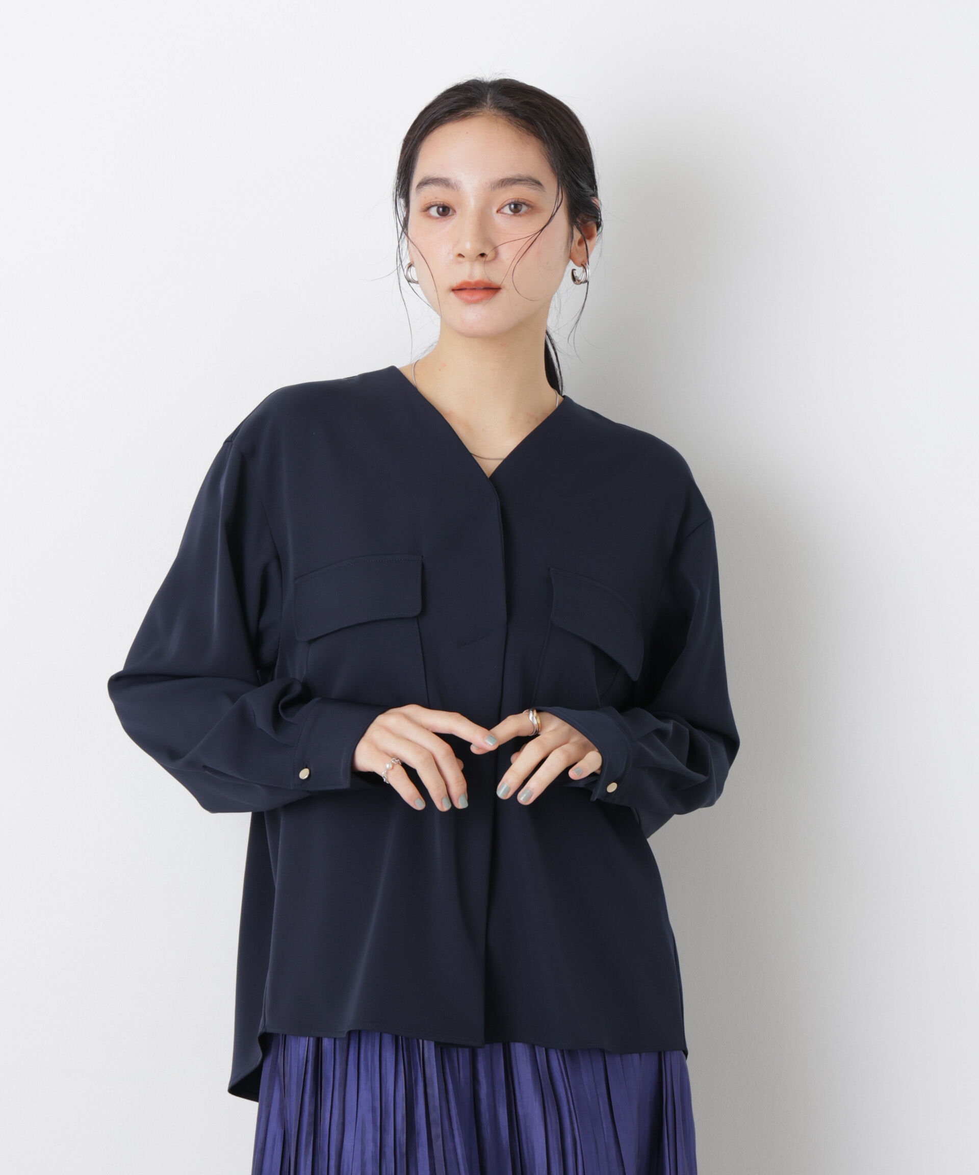 nano･universe「スキッパーポケットブラウス」|シャツ・ブラウス|